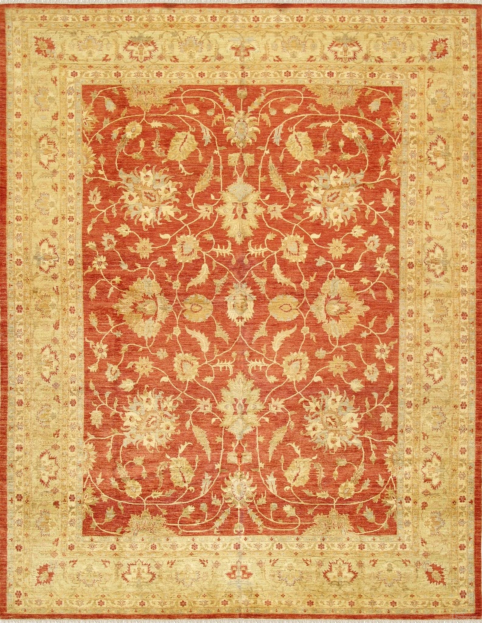 Denver Hand-Knotted Lamb's Wool Area Rug-11'11" x 15' 3" In Rust and Light Green