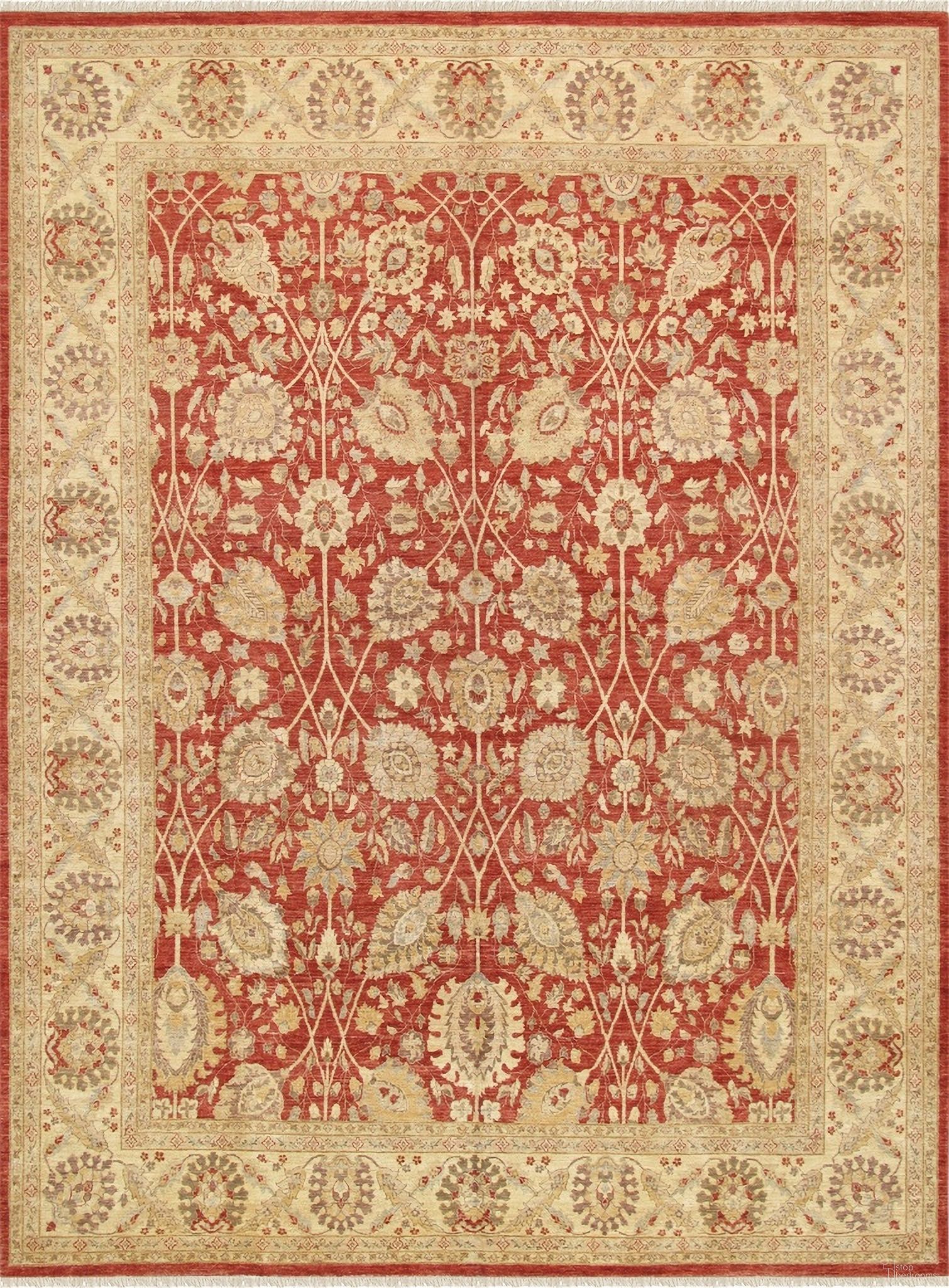Denver Hand-Knotted Lamb's Wool Area Rug-11' 9" x 15' 9" In Rust and Beige