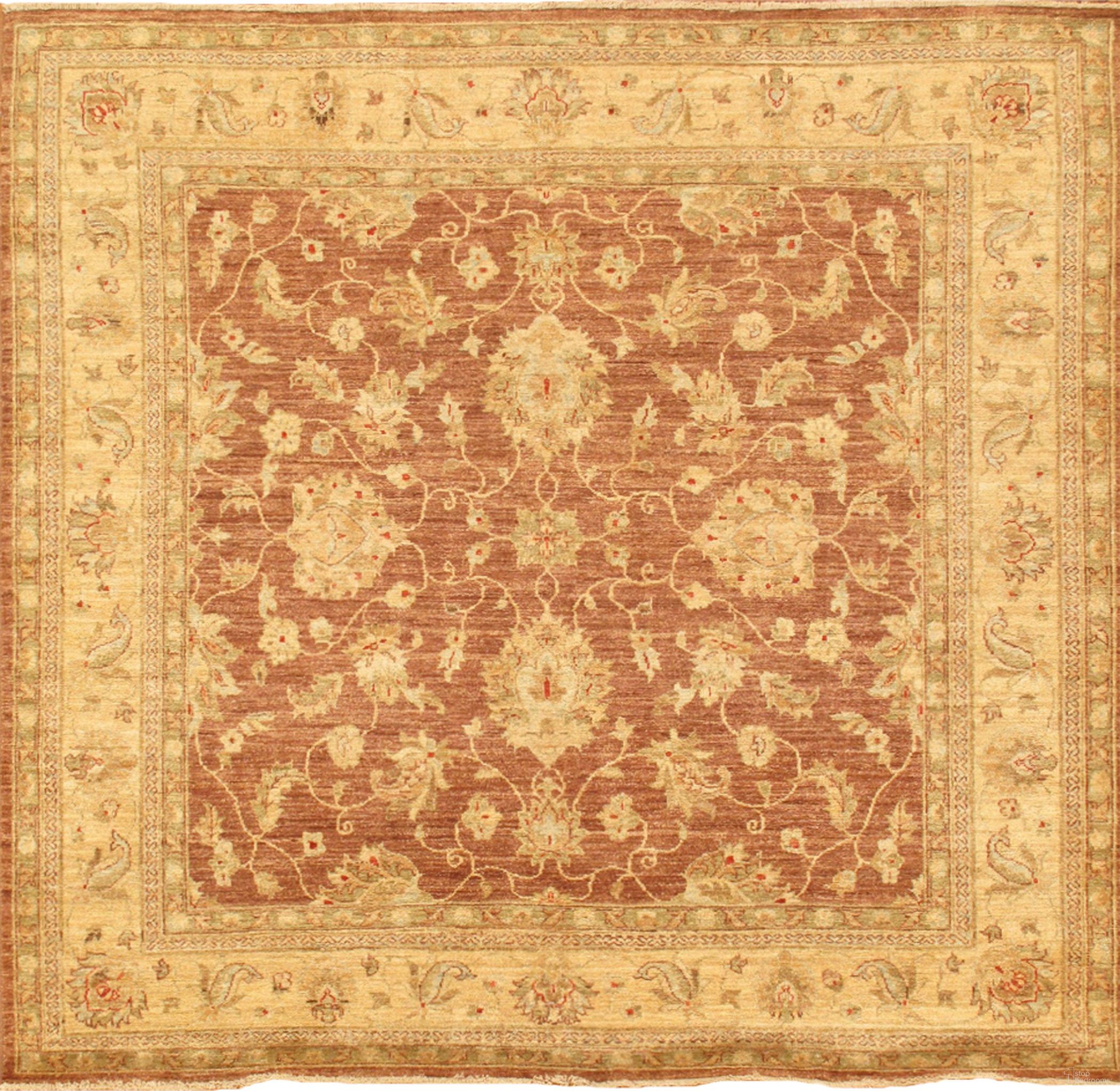 Denver Hand-Knotted Lamb's Wool Area Rug- 5' 3" x 5'10" In Brown and Beige
