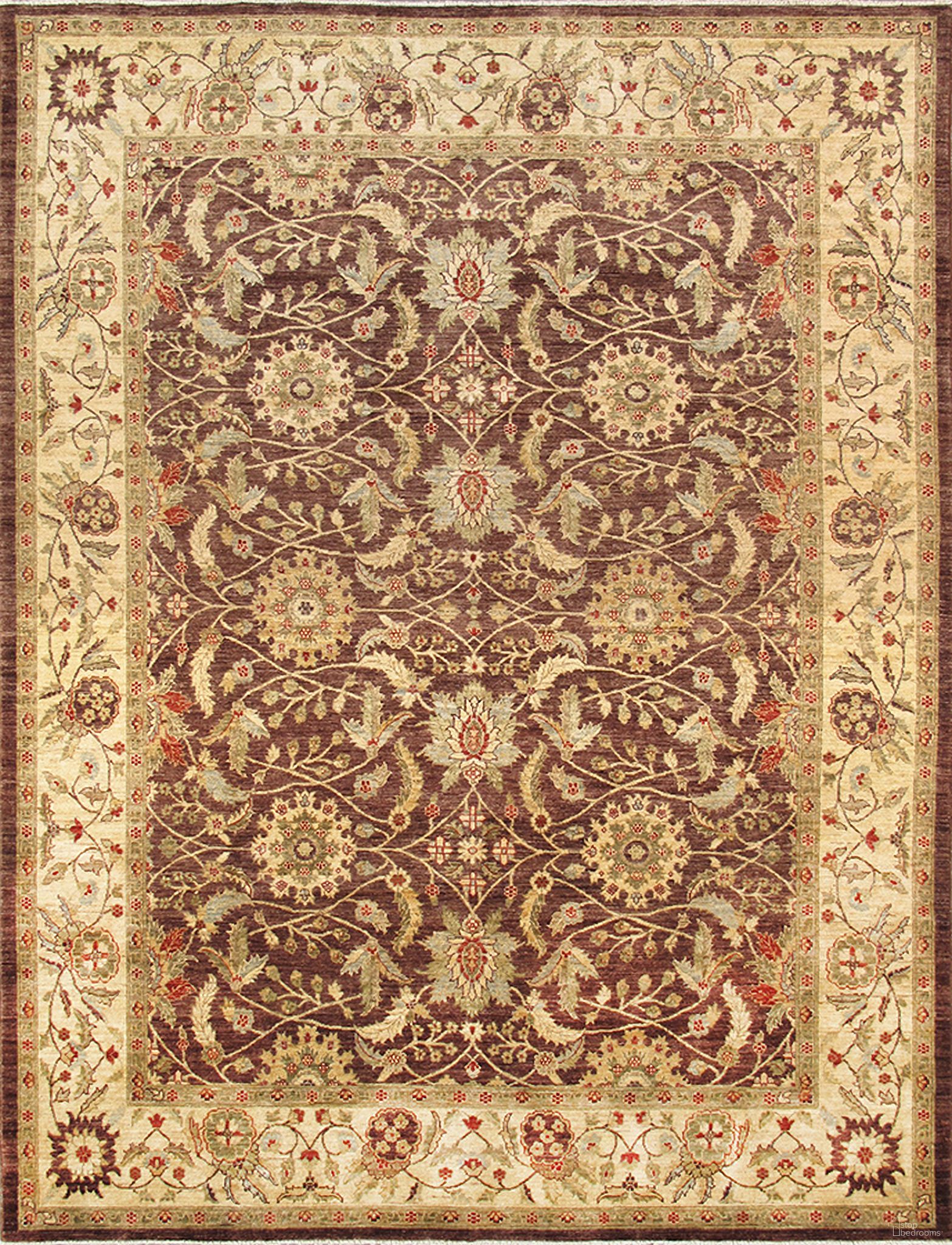 Denver Hand-Knotted Lamb's Wool Area Rug- 8' x 10' 5" In Brown and Beige