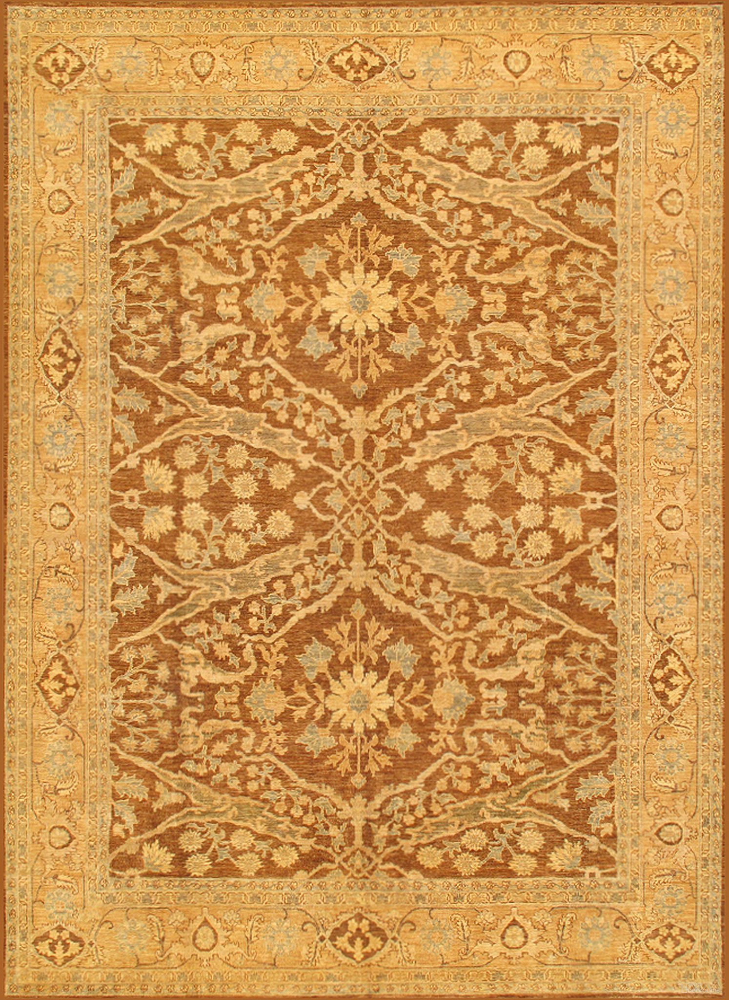 Denver Hand-Knotted Lamb's Wool Area Rug- 9' x 12' 4" In Brown and Gold