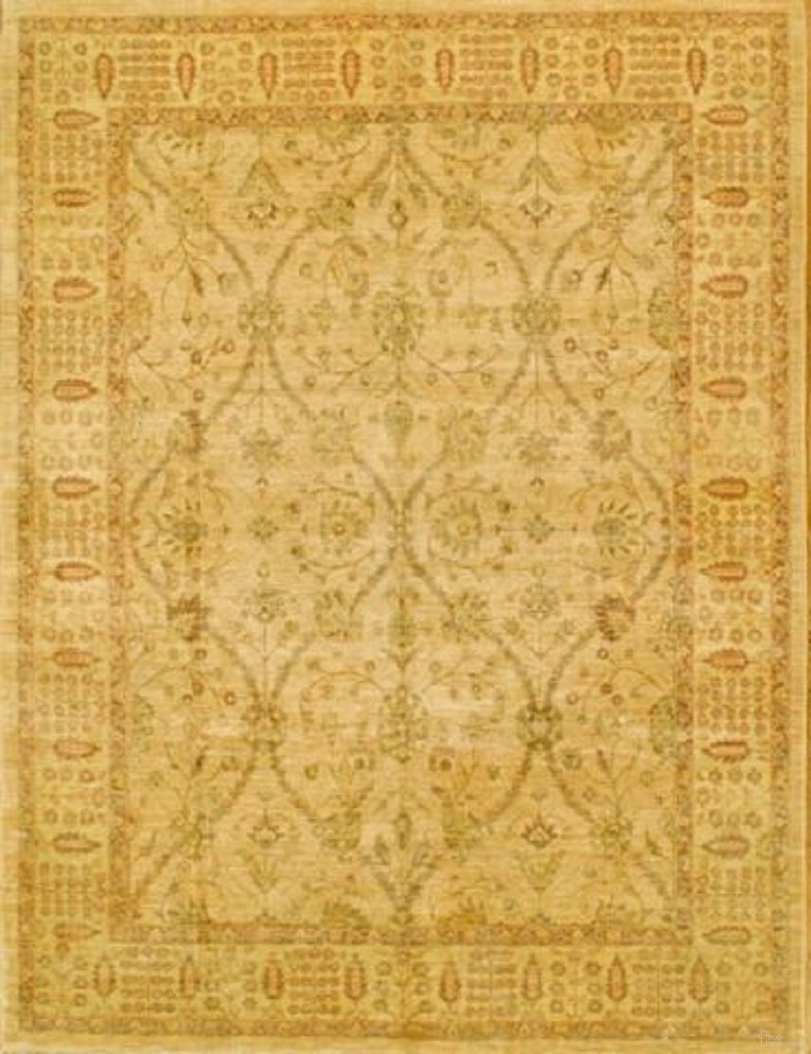 Denver Hand-Knotted Lamb's Wool Area Rug- 8'10" x 11' 8" In Beige and Peach