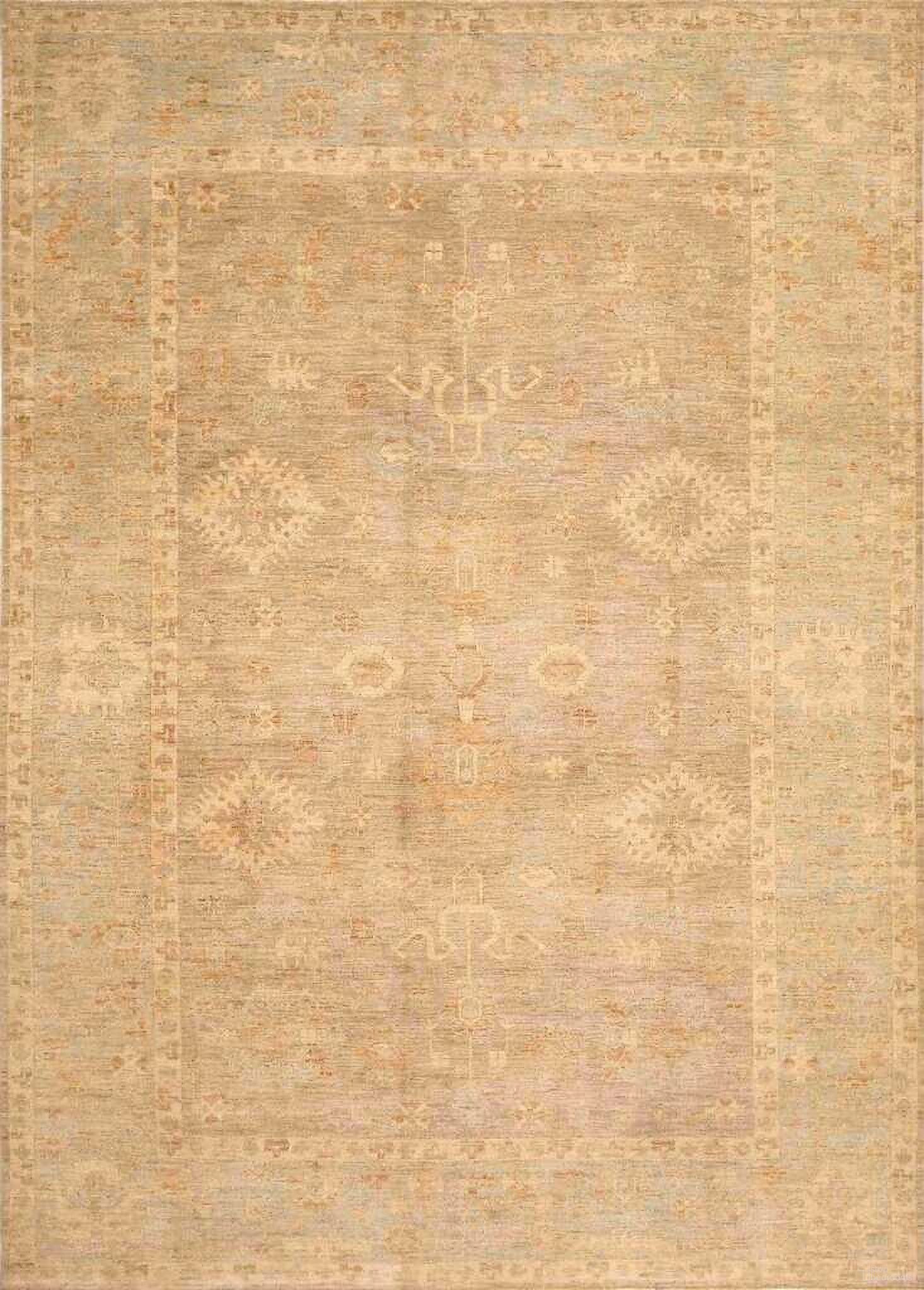 Denver Hand-Knotted Wool Area Rug-10' x 13' 7" In Grey and Light Blue