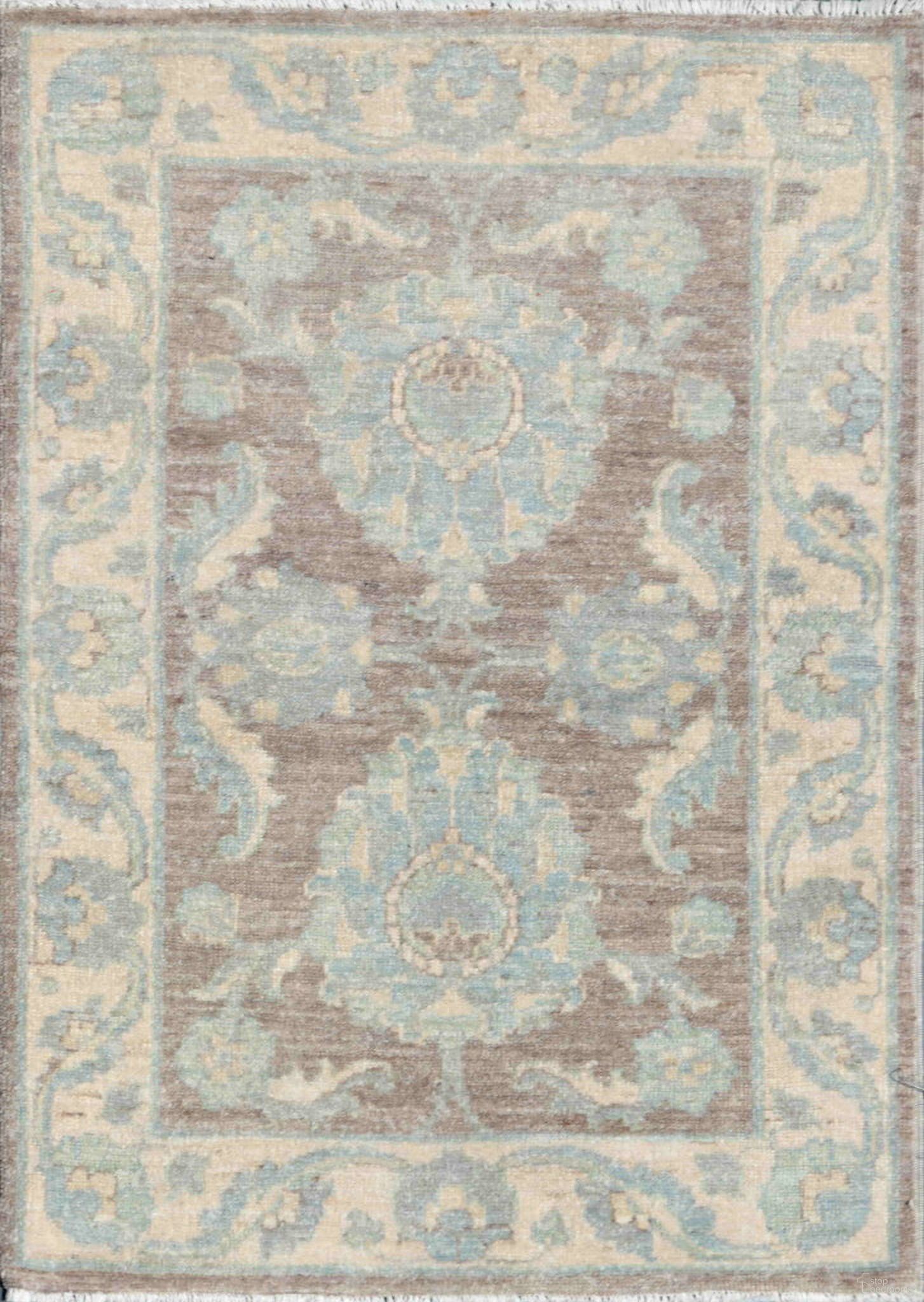 Denver Hand-Knotted Wool Area Rug- 2' 3" x 3' In Brown and Beige