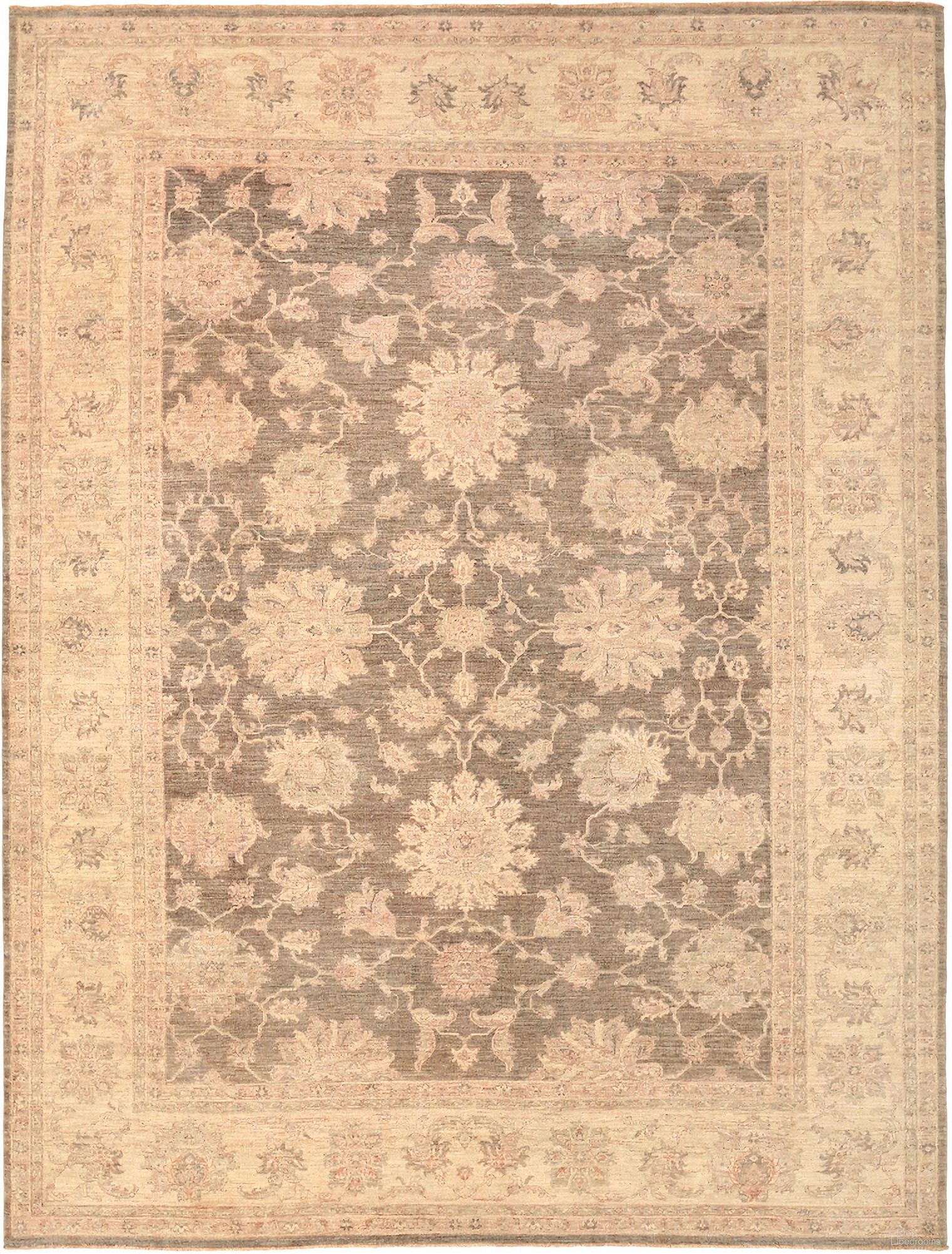 Denver Hand-Knotted Wool Area Rug- 8' 9" x 11' 7" In Grey and Beige