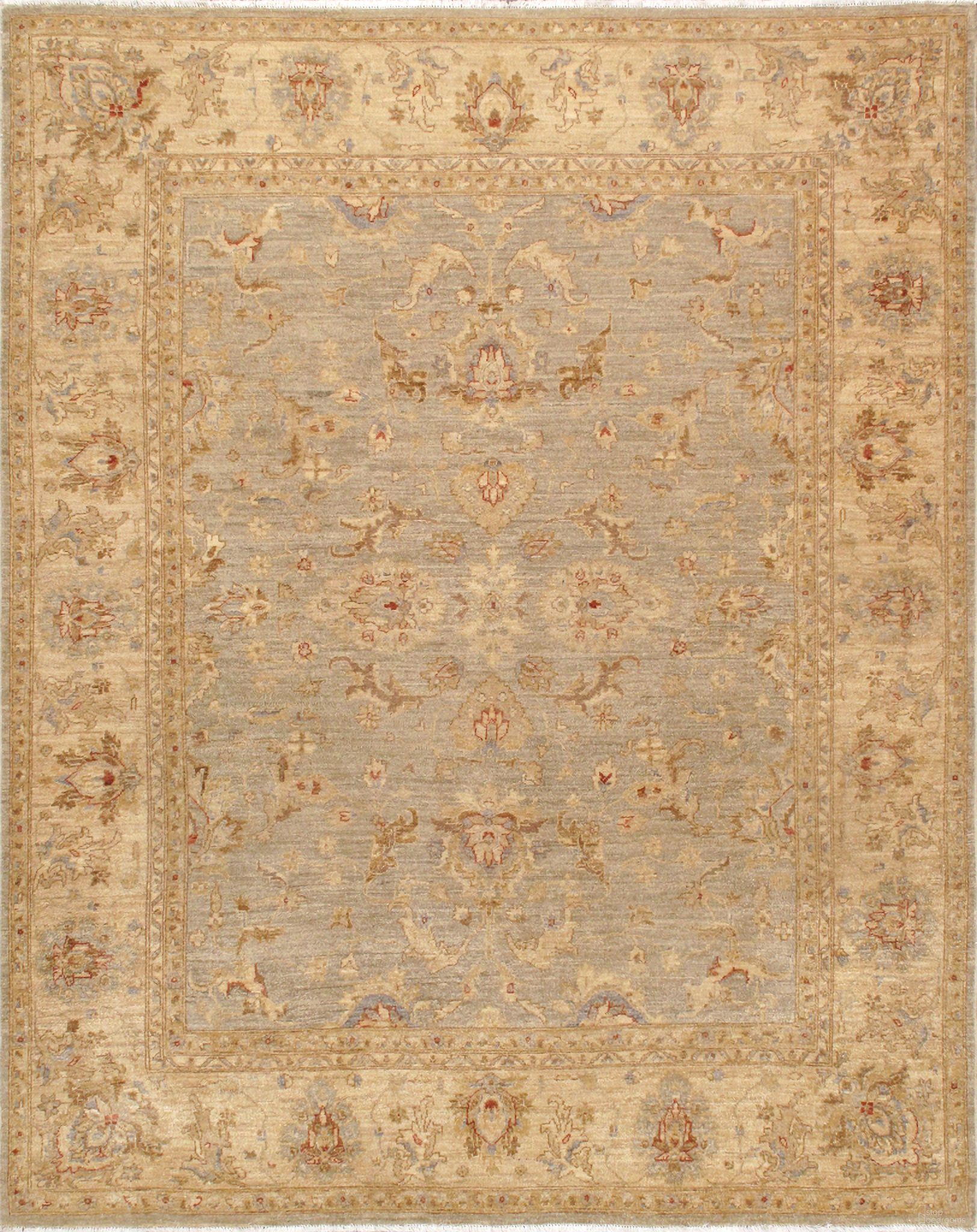 Denver Hand-Knotted Wool Area Rug- 8' x 10' In Light Blue and Indigo