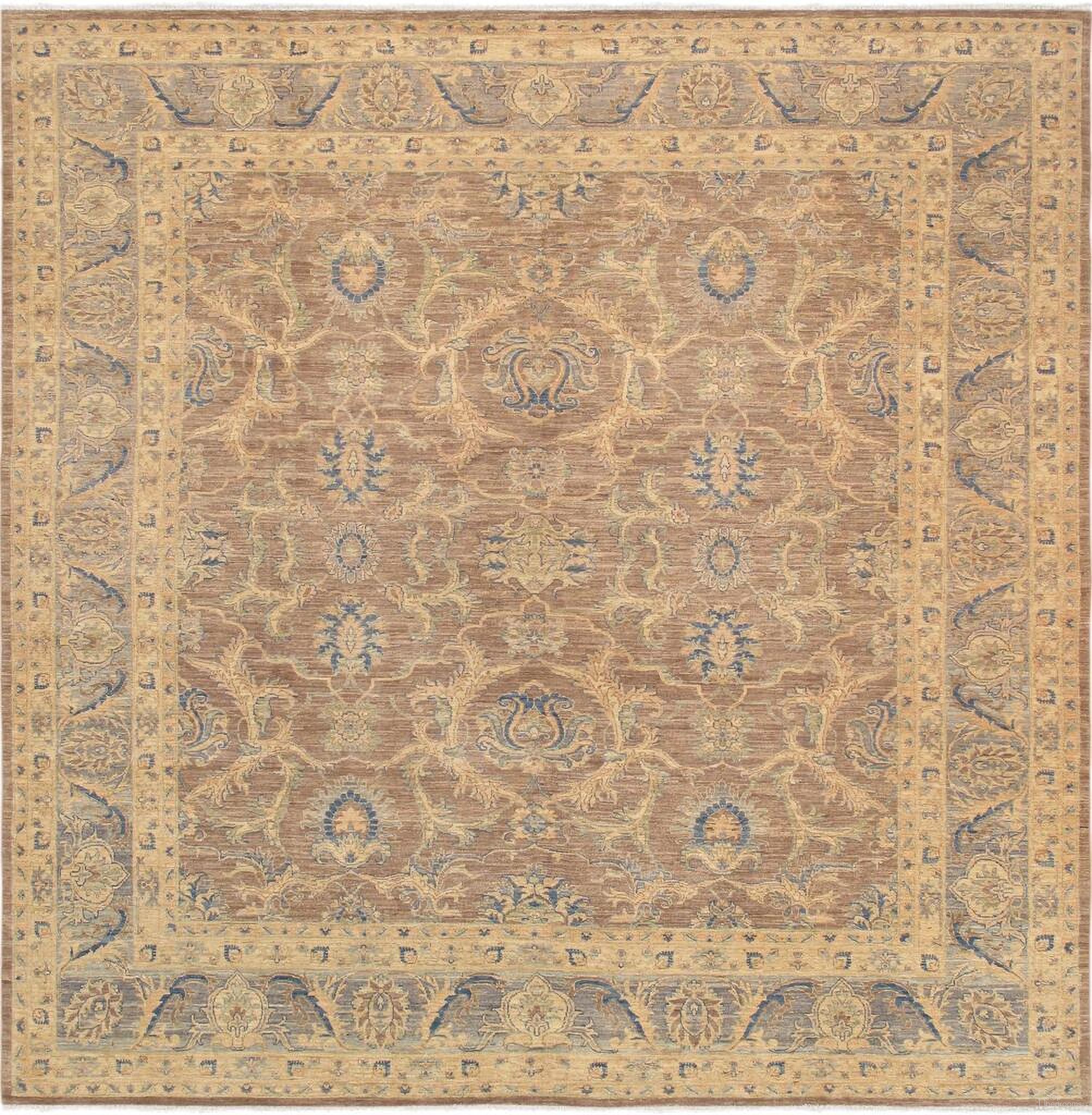 Denver Hand-Knotted Wool Area Rug- 9' 4" x 9' 7" In Brown