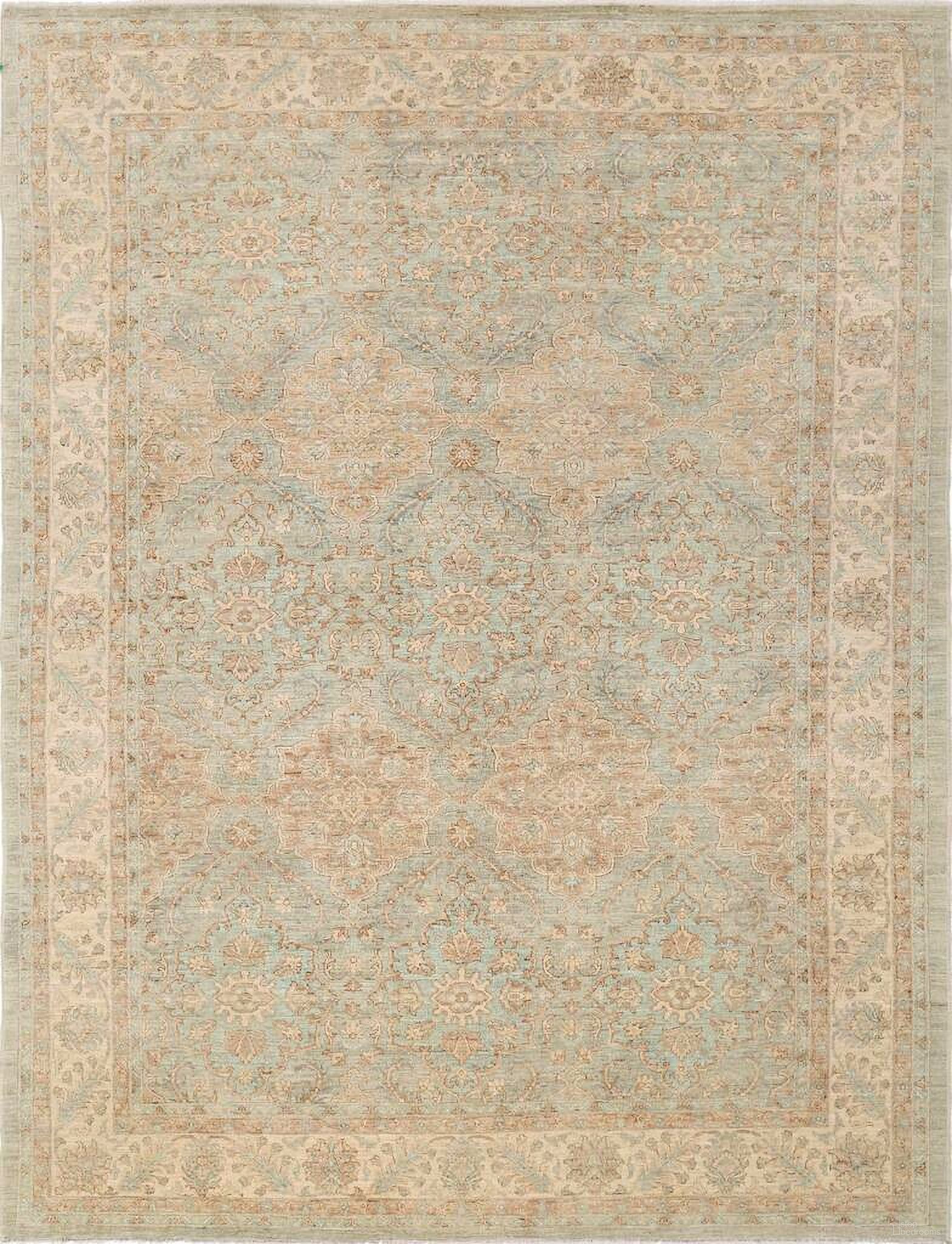 Denver Hand-Knotted Wool Area Rug- 9' x 12' In Grey and Beige