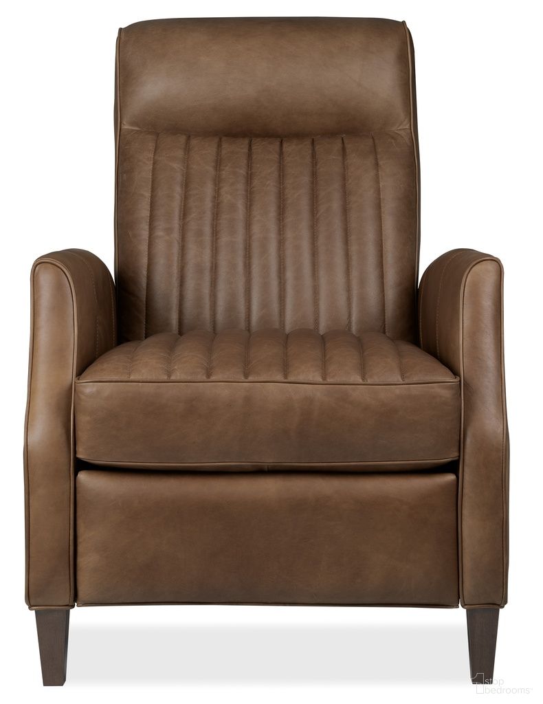The appearance of Denver Push Back Recliner In Brown designed by Hooker in the transitional interior design. This brown piece of furniture was selected by 1StopBedrooms from Denver Collection to add a touch of cosiness and style into your home. Sku: RC843-PB-088. Material: Leather.
