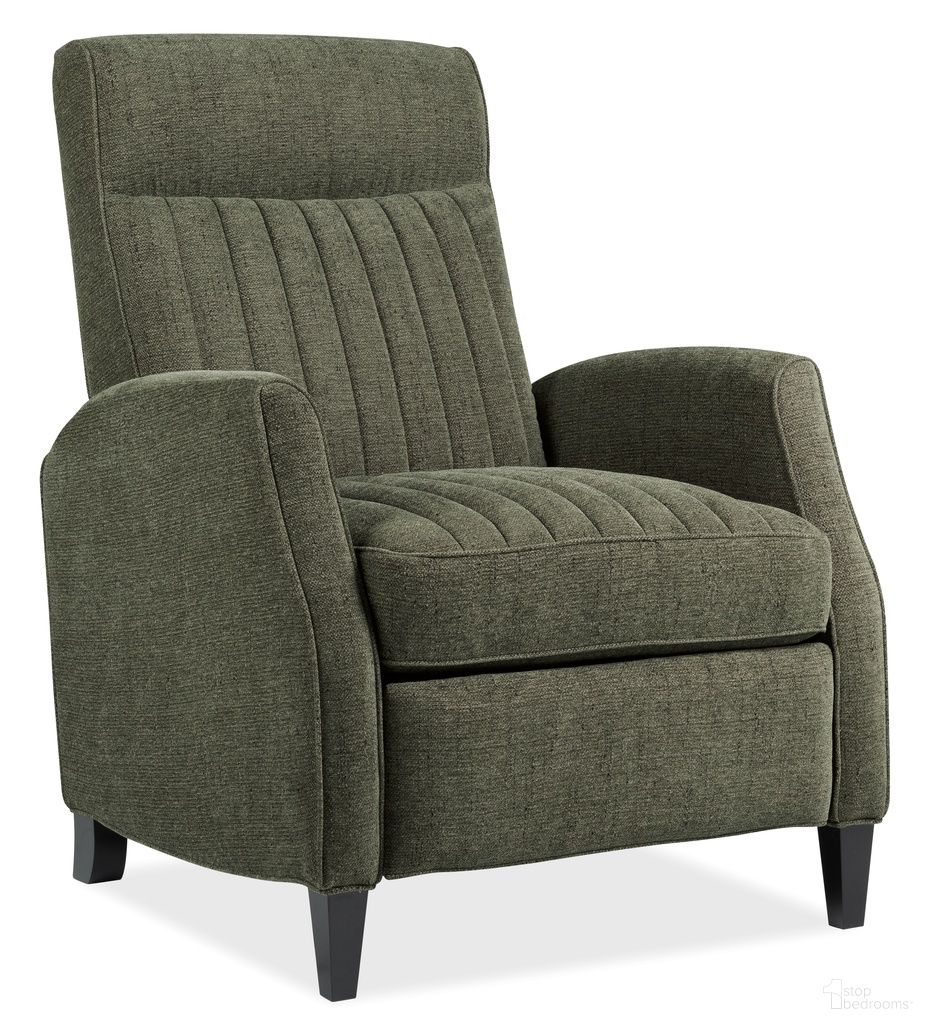The appearance of Denver Push Back Recliner In Green designed by Hooker in the transitional interior design. This green piece of furniture was selected by 1StopBedrooms from Denver Collection to add a touch of cosiness and style into your home. Sku: RC843-PB-429. Material: Fabric.