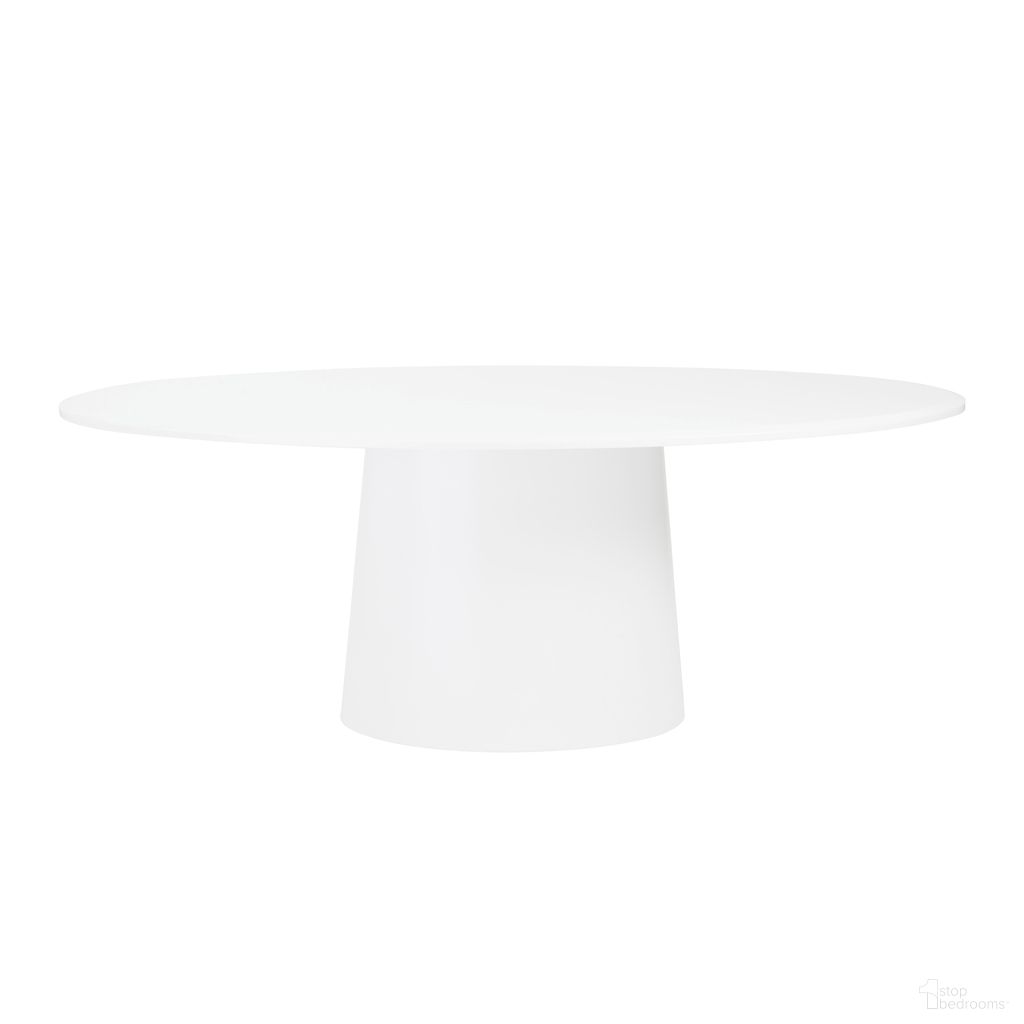 The appearance of Deodat 79 Inch Oval Table In Matte White designed by Euro Style in the modern / contemporary interior design. This matte white piece of furniture  was selected by 1StopBedrooms from Deodat Collection to add a touch of cosiness and style into your home. Sku: 38632MTWHT-A;38632MTWHT-B. Table Base Style: Pedestal. Table Top Shape: Oval. Material: MDF. Size: 44" x 79".