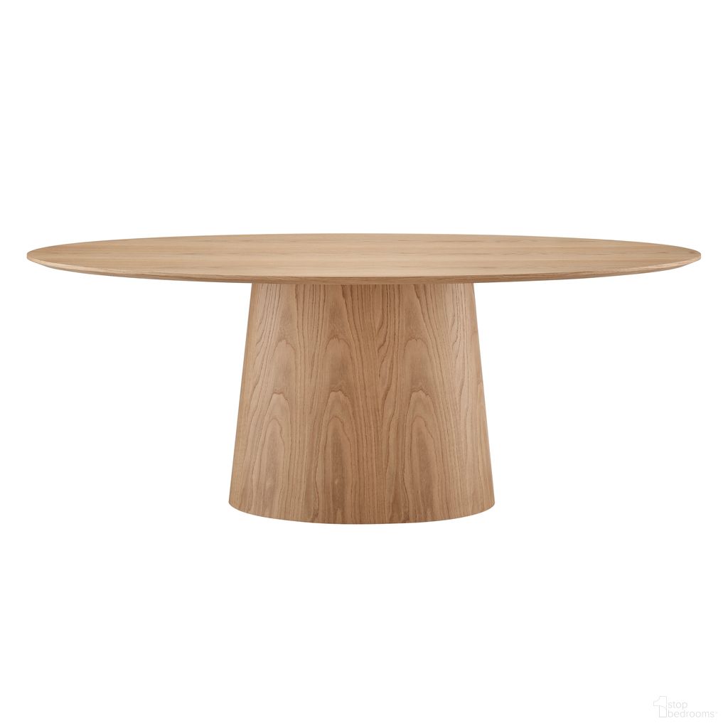 The appearance of Deodat 79 Inch Oval Table In Oak designed by Euro Style in the modern / contemporary interior design. This oak piece of furniture  was selected by 1StopBedrooms from Deodat Collection to add a touch of cosiness and style into your home. Sku: 38632OAK-A;38632OAK-B. Table Base Style: Pedestal. Table Top Shape: Oval. Material: MDF. Size: 44" x 79".