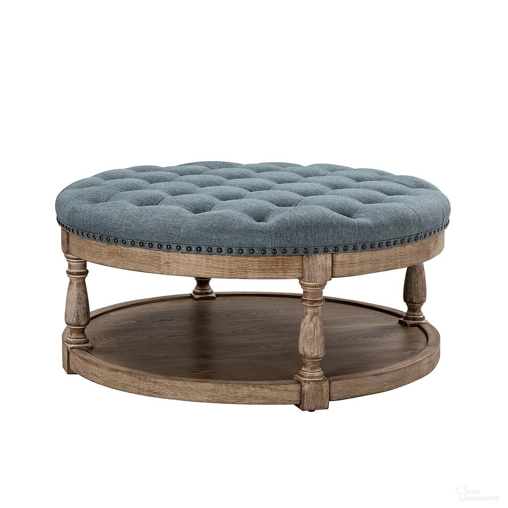 Deoius Tufted Round Cocktail Ottoman With Storage In Blue