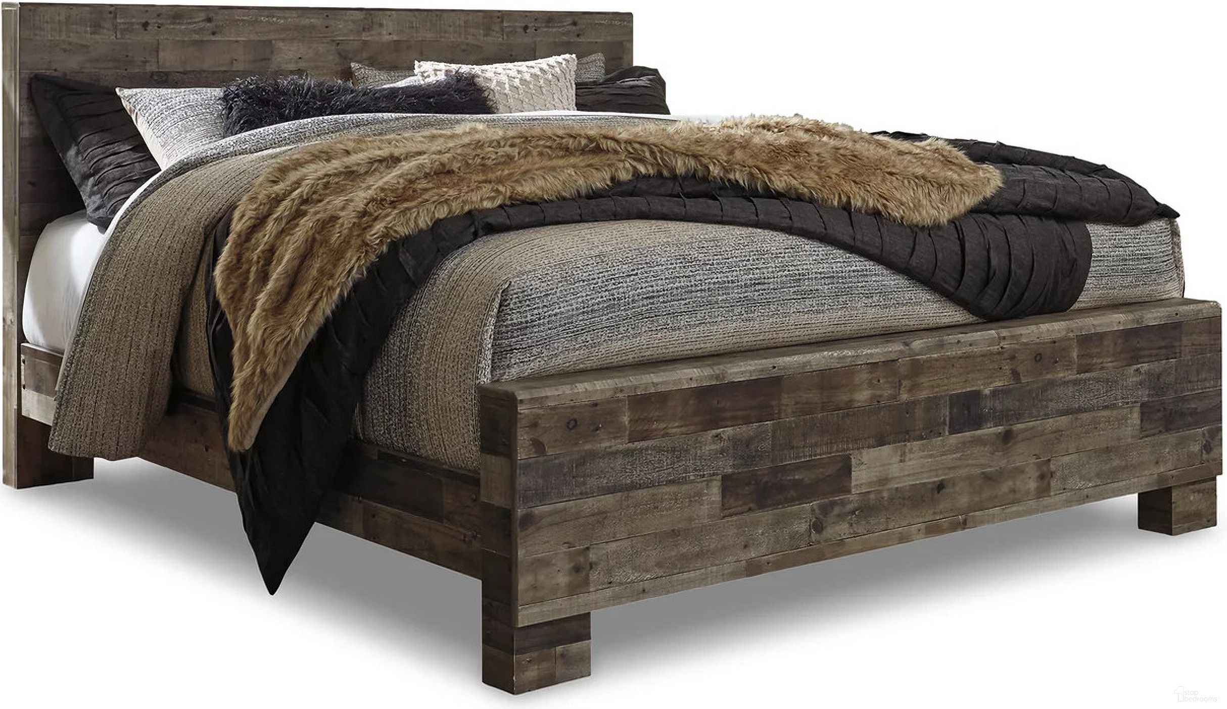 The appearance of Derekson Gray King Panel Bed designed by Signature Design by Ashley in the transitional interior design. This multi gray piece of furniture was selected by 1StopBedrooms from Derekson Collection to add a touch of cosiness and style into your home. Sku: B200-58;B200-56;B200-97. Bed Type: Panel Bed. Material: Wood. Bed Size: King.