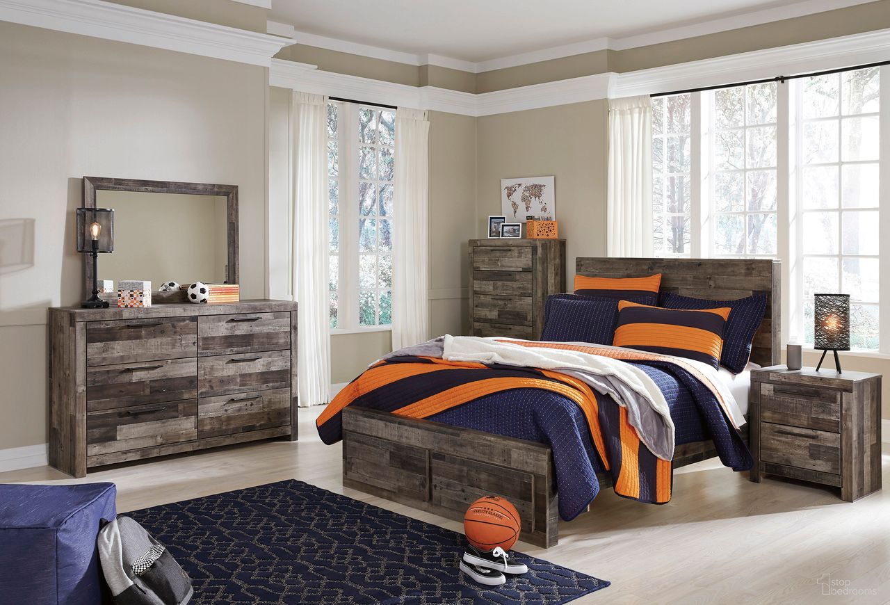 The appearance of Derekson Youth Storage Bedroom Set In Multi Gray designed by Signature Design by Ashley in the transitional interior design. This multi gray piece of furniture was selected by 1StopBedrooms from Derekson Collection to add a touch of cosiness and style into your home. Sku: B100-12;B200-84S;B200-87;B200-89;B200-92. Material: Wood. Bed Size: Full.