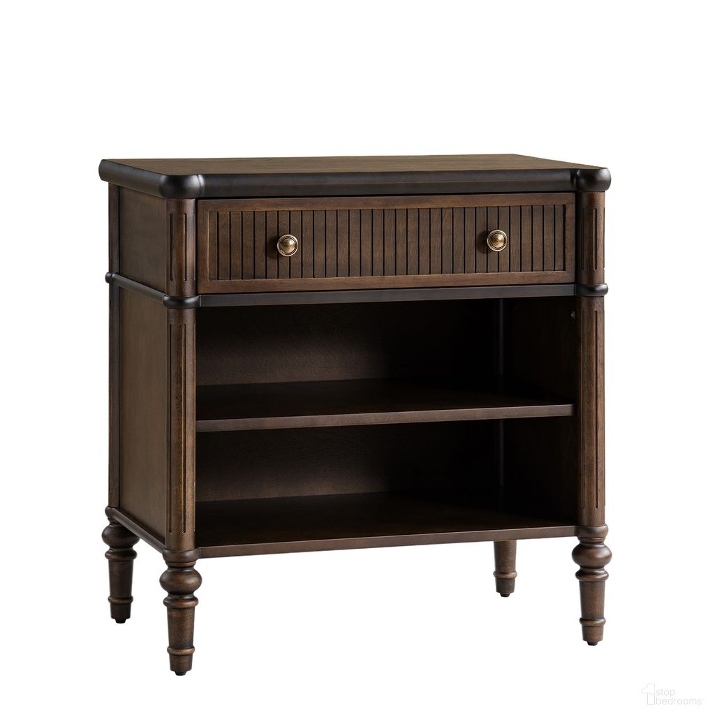 The appearance of Derk Nightstand In Walnut designed by Karat Home in the modern / contemporary interior design. This walnut piece of furniture was selected by 1StopBedrooms from Derk Collection to add a touch of cosiness and style into your home. Sku: NSMK1428-WAL. Material: Engineered Wood.