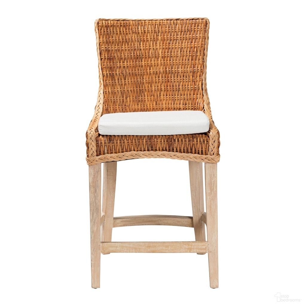 Derris Natural Rattan Counter Stool with Cushion In Honey