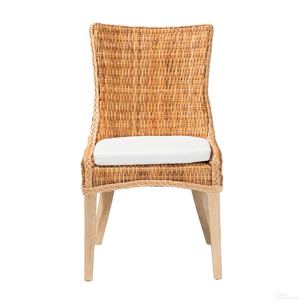 Derris Natural Rattan Dining Chair with Cushion In Honey