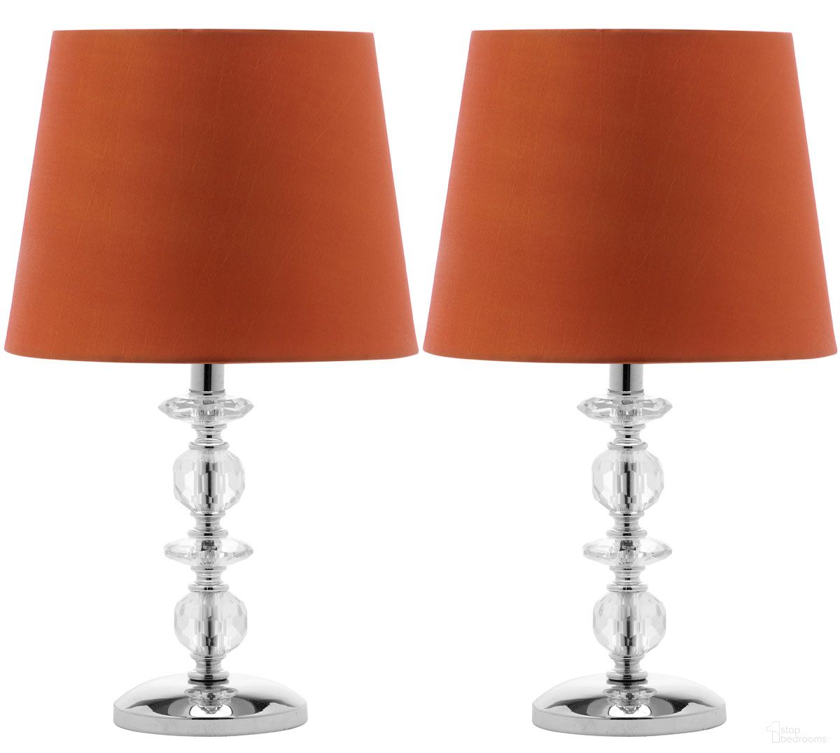 Derry 15-Inch H Stacked Crystal Dark Grey Lamp in Clear Set of 2