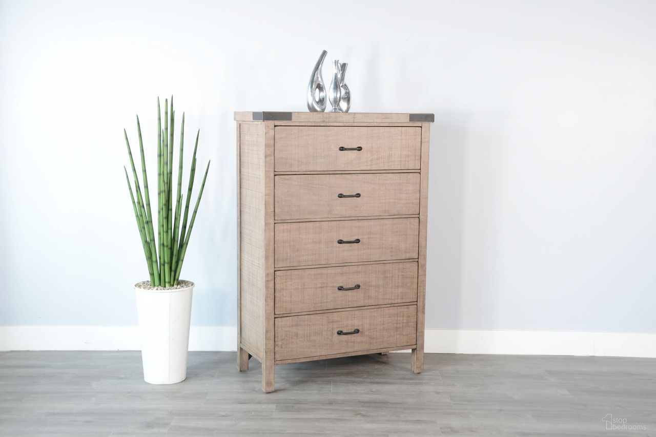 The appearance of Desert Rock Chest In Light Brown designed by Sunny Designs in the transitional interior design. This desert rock piece of furniture  was selected by 1StopBedrooms from Desert Rock Collection to add a touch of cosiness and style into your home. Sku: 2357DR-C. Material: Solid Wood.