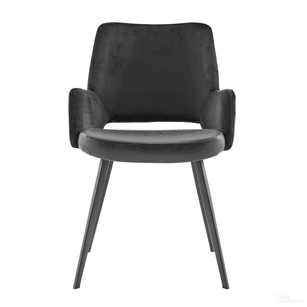 The appearance of Desi Armchair In Black designed by Euro Style in the modern / contemporary interior design. This black piece of furniture  was selected by 1StopBedrooms from Desi Collection to add a touch of cosiness and style into your home. Sku: 30498BLK. Material: Velvet. Chair Type: Arm Chair.