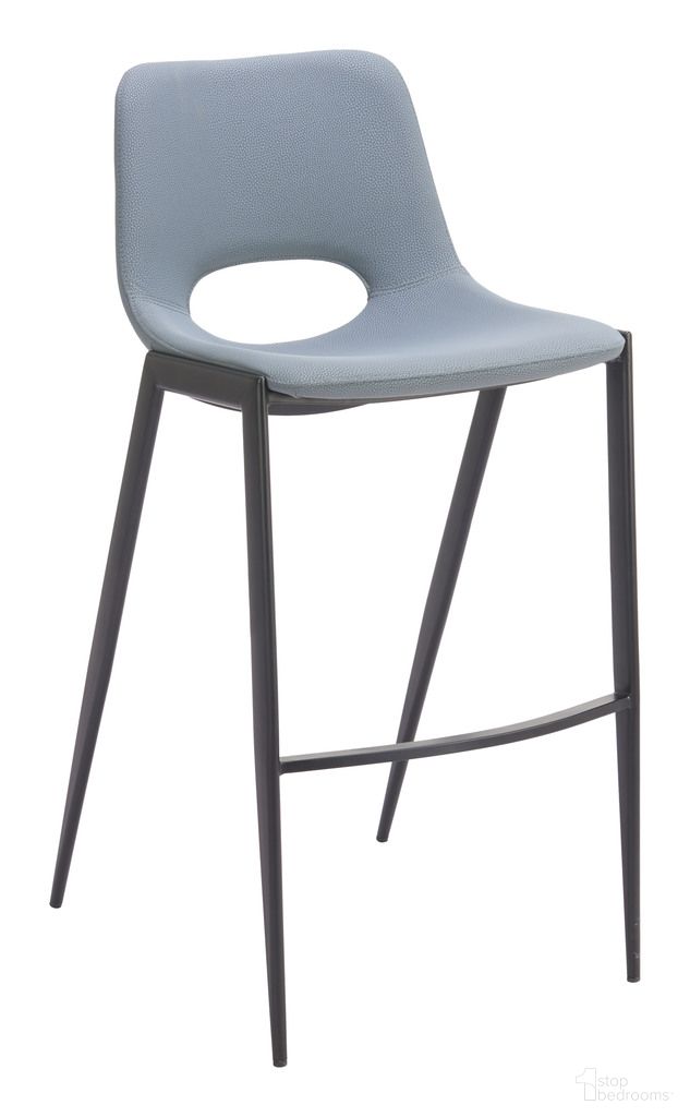 The appearance of Desi Armless Barstool Set of 2 In Azure Gray designed by Zuo Modern in the modern / contemporary interior design. This gray piece of furniture was selected by 1StopBedrooms from Desi Collection to add a touch of cosiness and style into your home. Sku: 110829. Material: Polyurethane.