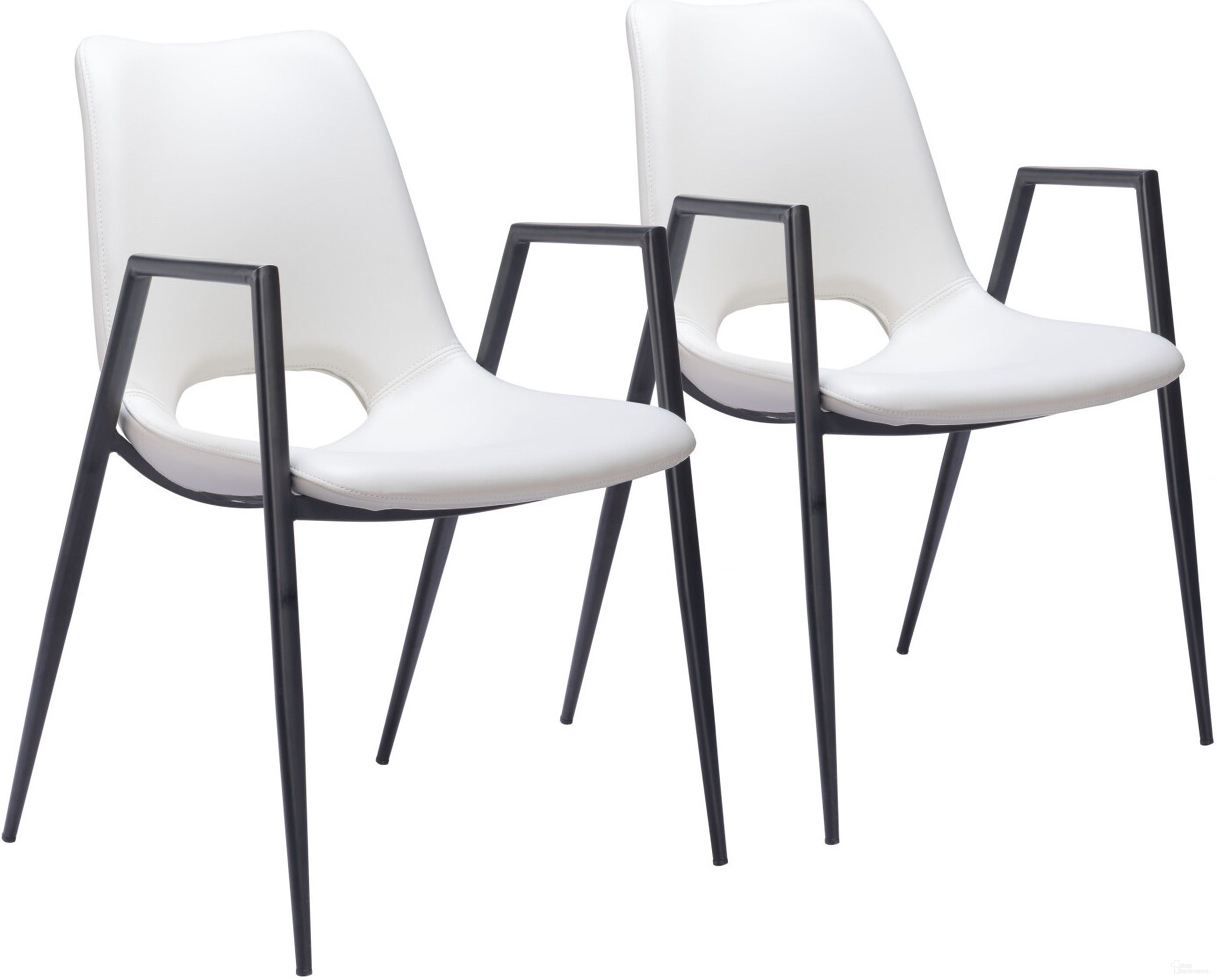 The appearance of Desi Dining Chair Set of 2 In White designed by Zuo Modern in the modern / contemporary interior design. This white piece of furniture was selected by 1StopBedrooms from Desi Collection to add a touch of cosiness and style into your home. Sku: 109535. Material: Polyurethane. Chair Type: Arm Chair.