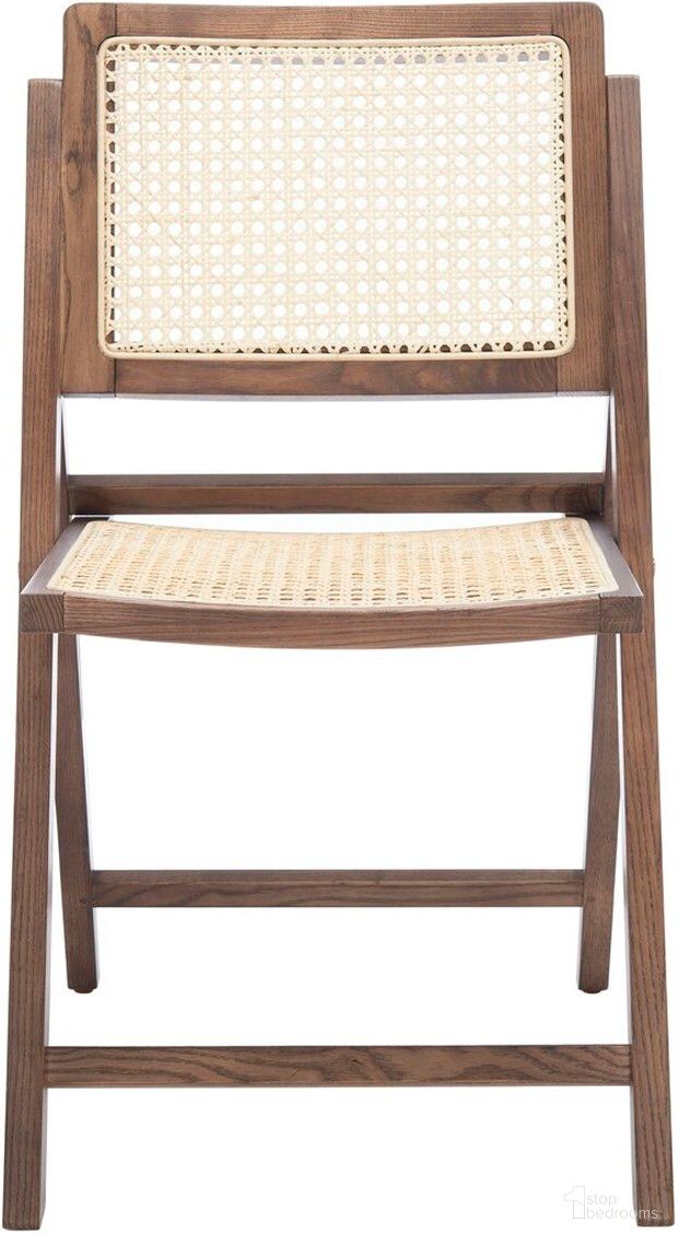 The appearance of Desiree Cane Folding Dining Chair Set of 2 In Natural Walnut designed by Safavieh Couture in the transitional interior design. This natural walnut piece of furniture  was selected by 1StopBedrooms from Desiree Collection to add a touch of cosiness and style into your home. Sku: SFV4137D-SET2. Material: Wood. Chair Type: Side Chair.