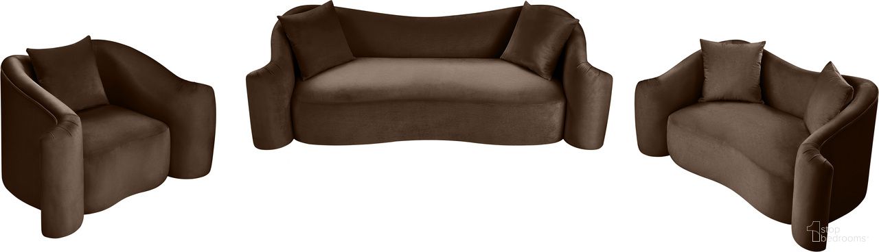 Destin Living Room Set In Brown Velvet