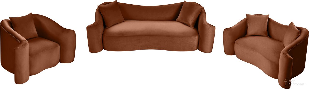 Destin Living Room Set In Cognac Velvet