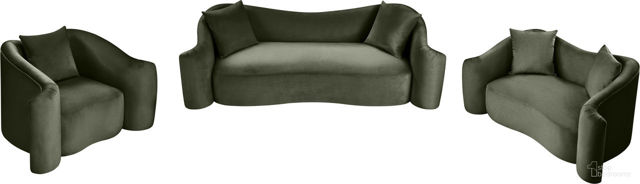 The appearance of Destin Living Room Set In Green Velvet designed by Meridian in the modern / contemporary interior design. This green velvet piece of furniture  was selected by 1StopBedrooms from Destin Collection to add a touch of cosiness and style into your home. Sku: 44052Green-S;44052Green-L. Material: Velvet.