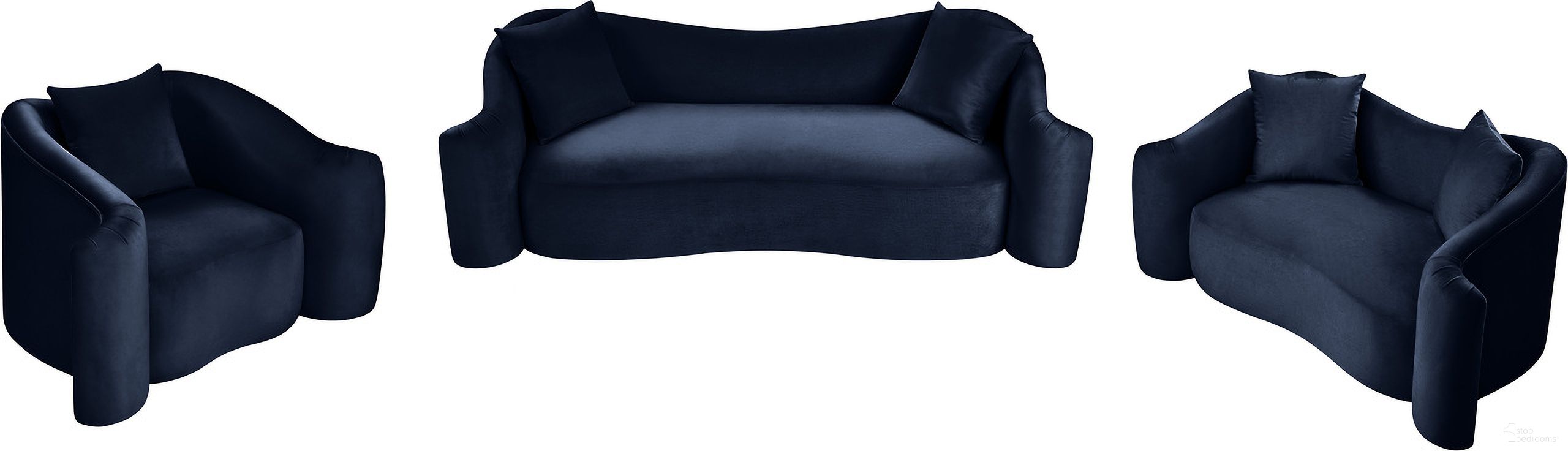 The appearance of Destin Living Room Set In Navy Velvet designed by Meridian in the modern / contemporary interior design. This navy velvet piece of furniture was selected by 1StopBedrooms from Destin Collection to add a touch of cosiness and style into your home. Sku: 44052Navy-S;44052Navy-L. Material: Velvet.