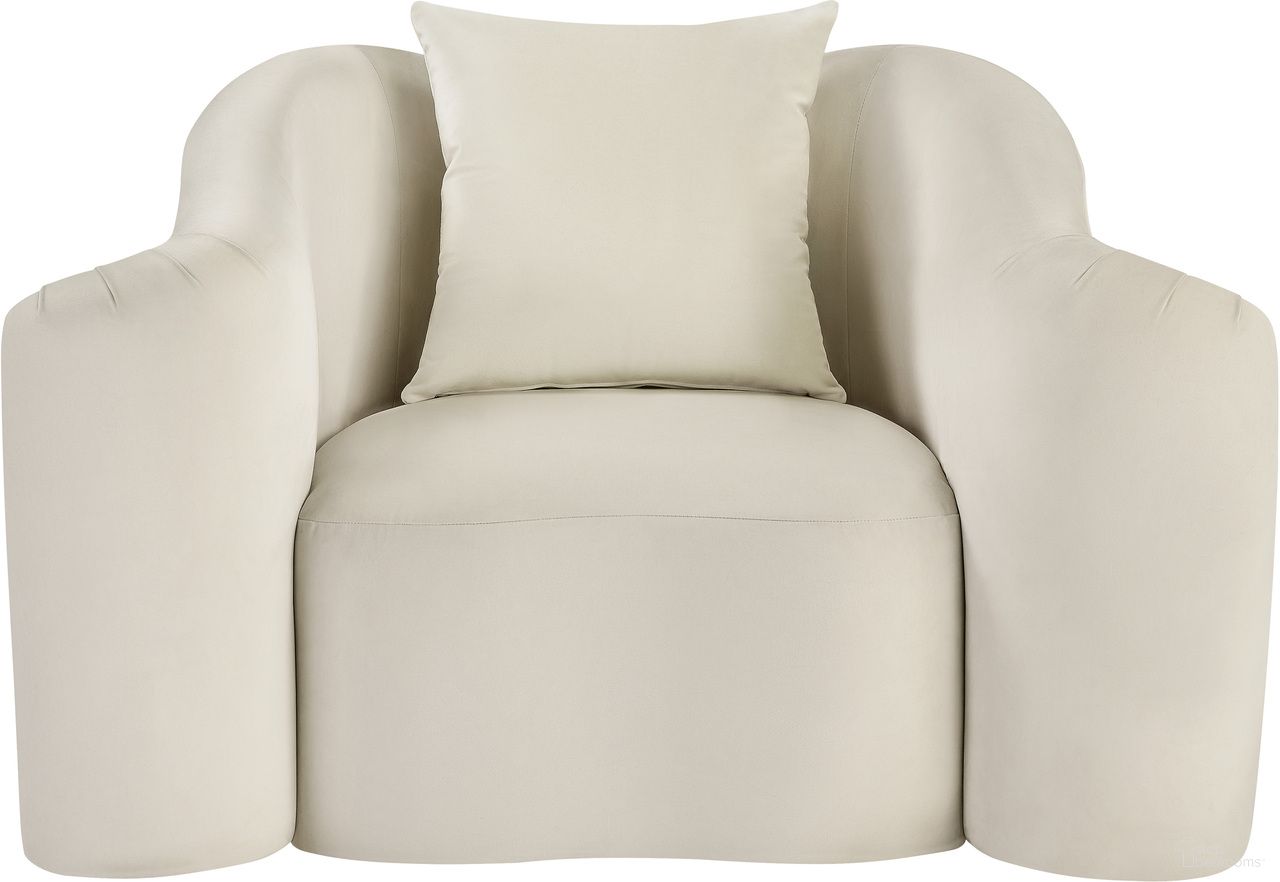 Destin Velvet Chair In Cream Velvet