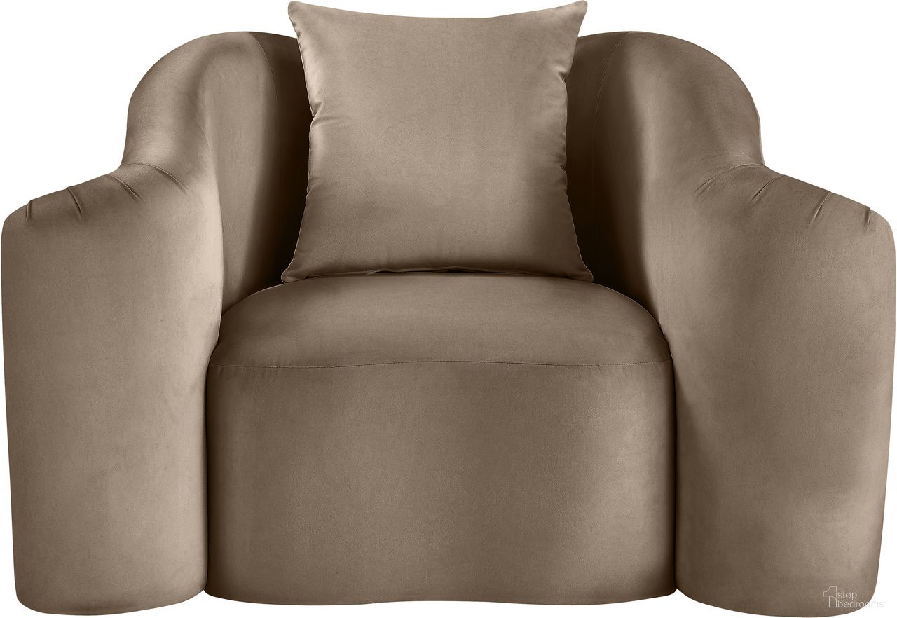 The appearance of Destin Velvet Chair In Taupe designed by Meridian in the modern / contemporary interior design. This taupe piece of furniture was selected by 1StopBedrooms from Destin Collection to add a touch of cosiness and style into your home. Sku: 44052Taupe-C. Material: Velvet.