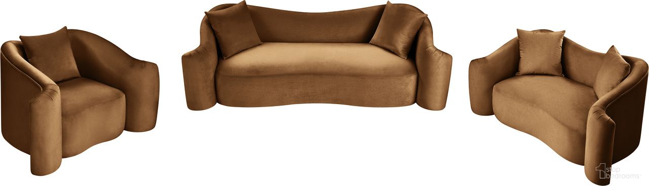 The appearance of Destin Velvet Living Room Set In Saddle designed by Meridian in the modern / contemporary interior design. This saddle piece of furniture  was selected by 1StopBedrooms from Destin Collection to add a touch of cosiness and style into your home. Sku: 44052Saddle-S;44052Saddle-L. Material: Velvet.