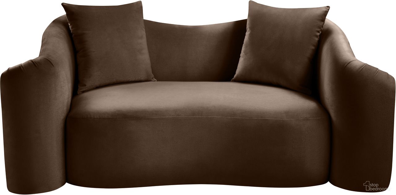 Destin Velvet Loveseat In Brown Velvet
