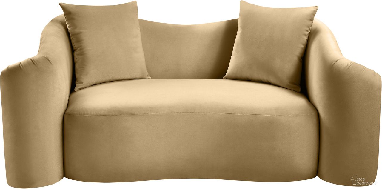 Destin Velvet Loveseat In Camel