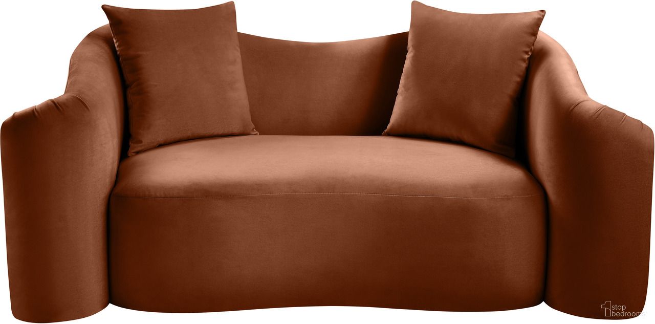 Destin Velvet Loveseat In Cognac Velvet