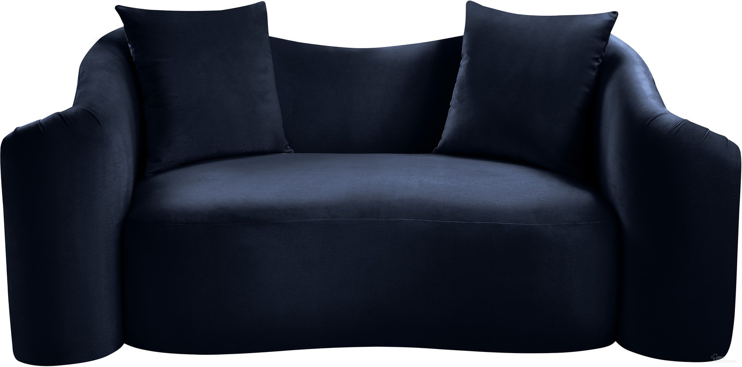 The appearance of Destin Velvet Loveseat In Navy Velvet designed by Meridian in the modern / contemporary interior design. This navy velvet piece of furniture  was selected by 1StopBedrooms from Destin Collection to add a touch of cosiness and style into your home. Sku: 44052Navy-L. Material: Velvet.