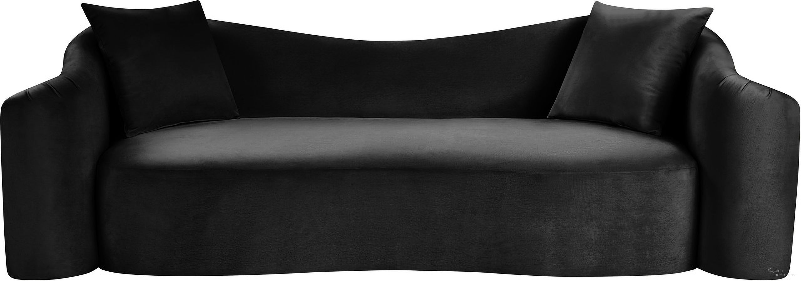 The appearance of Destin Velvet Sofa In Black Velvet designed by Meridian in the modern / contemporary interior design. This black velvet piece of furniture  was selected by 1StopBedrooms from Destin Collection to add a touch of cosiness and style into your home. Sku: 44052Black-S. Material: Velvet.