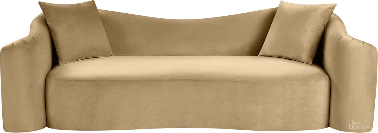 Destin Velvet Sofa In Camel