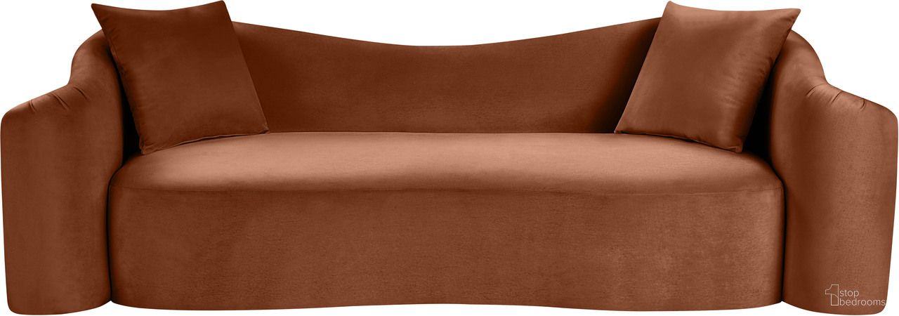 Destin Velvet Sofa In Cognac Velvet