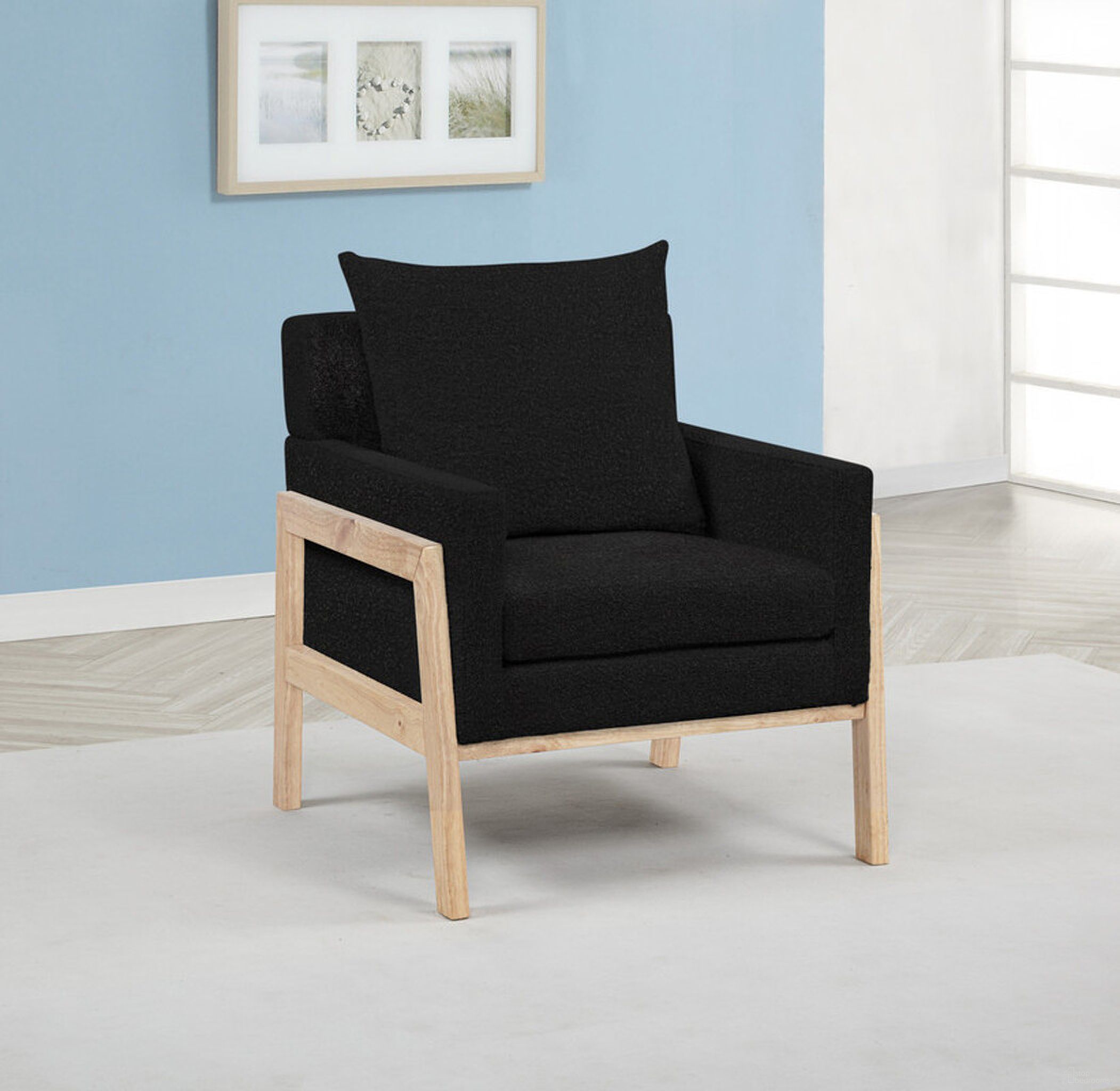 The appearance of Destiny Boucle Accent Arm Chair In Black designed by Best Quality Furniture in the glam interior design. This black piece of furniture was selected by 1StopBedrooms from Destiny Collection to add a touch of cosiness and style into your home. Sku: AC311. Material: Boucle.