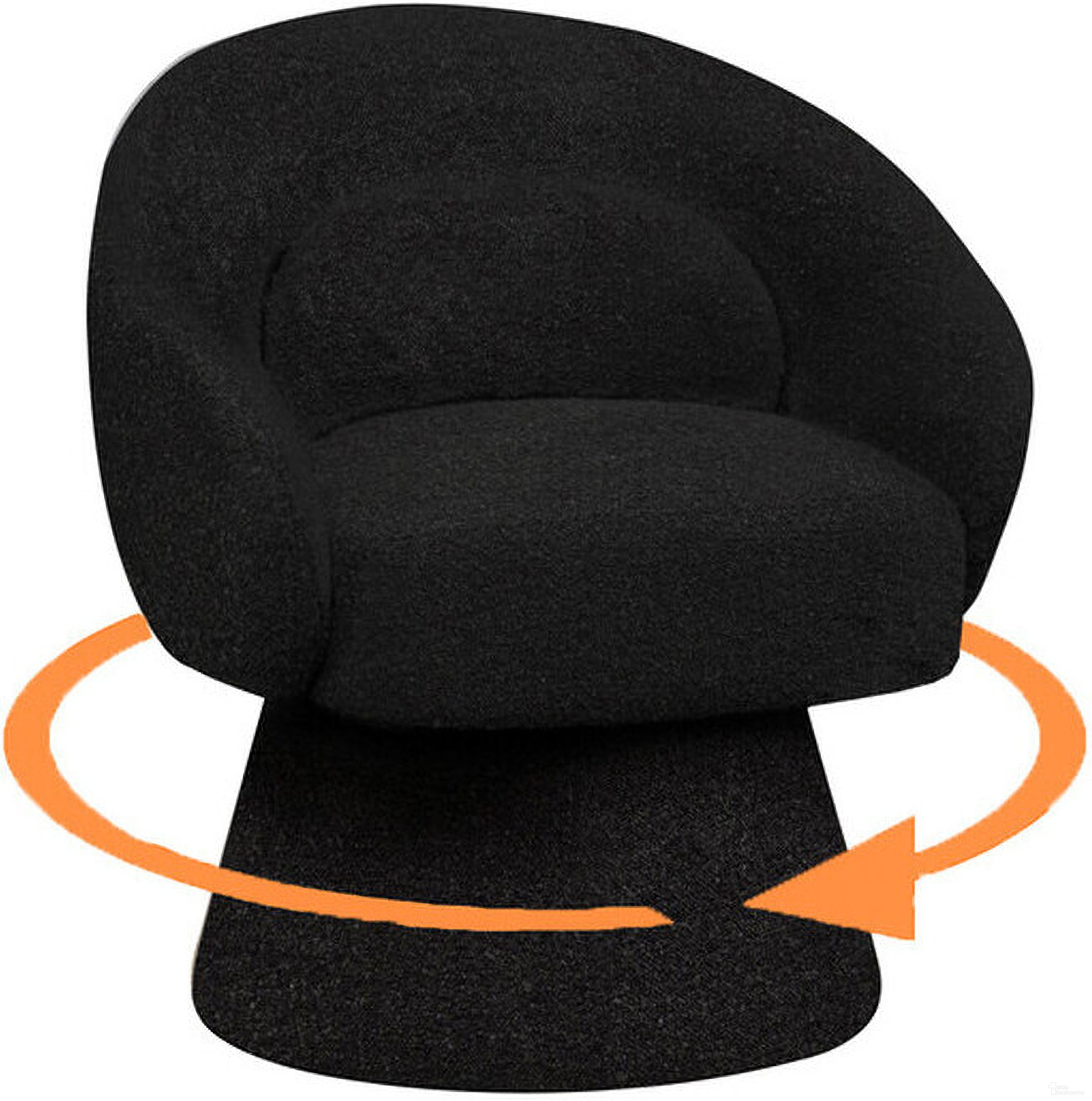 The appearance of Destiny Boucle Swivel Accent Chair with Lumbar Pillow In Black designed by Best Quality Furniture in the glam interior design. This black piece of furniture was selected by 1StopBedrooms from Destiny Collection to add a touch of cosiness and style into your home. Sku: AC301. Material: Boucle.