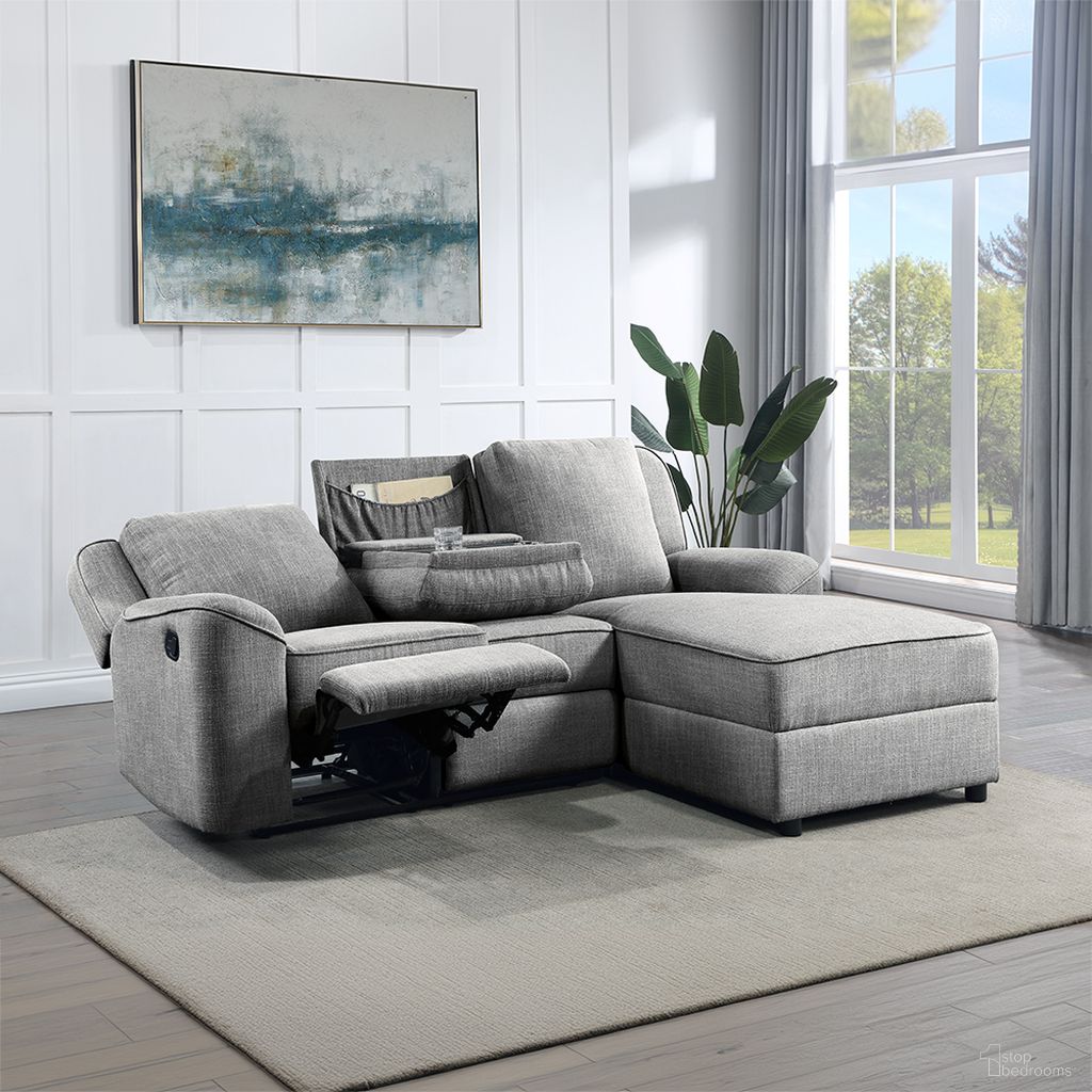 The appearance of Destiny Motion Sectional Sofa In Linen Gray designed by ACME in the transitional interior design. This linen gray piece of furniture  was selected by 1StopBedrooms from Destiny Collection to add a touch of cosiness and style into your home. Sku: LV02567-1;LV02567-2. Material: Linen.