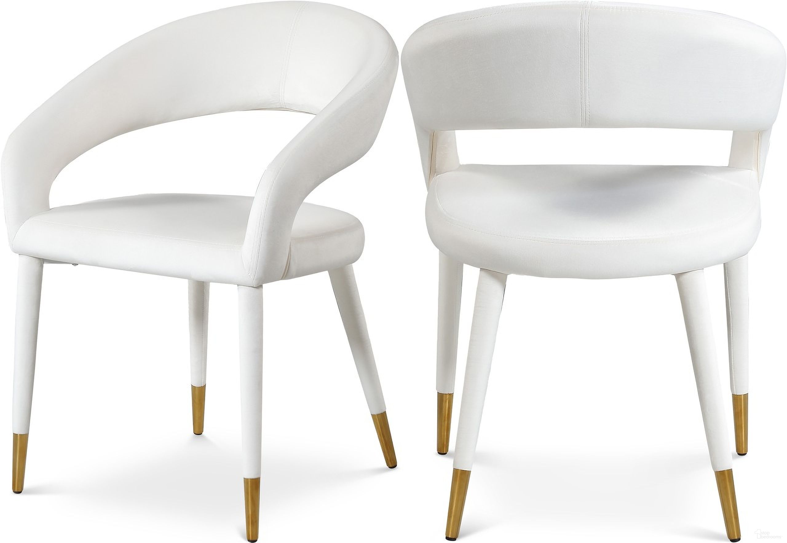 The appearance of Destiny Velvet Dining Chair In Cream designed by Meridian in the modern / contemporary interior design. This cream velvet piece of furniture was selected by 1StopBedrooms from Destiny Collection to add a touch of cosiness and style into your home. Sku: 537Cream-C. Material: Velvet. Chair Type: Arm Chair.