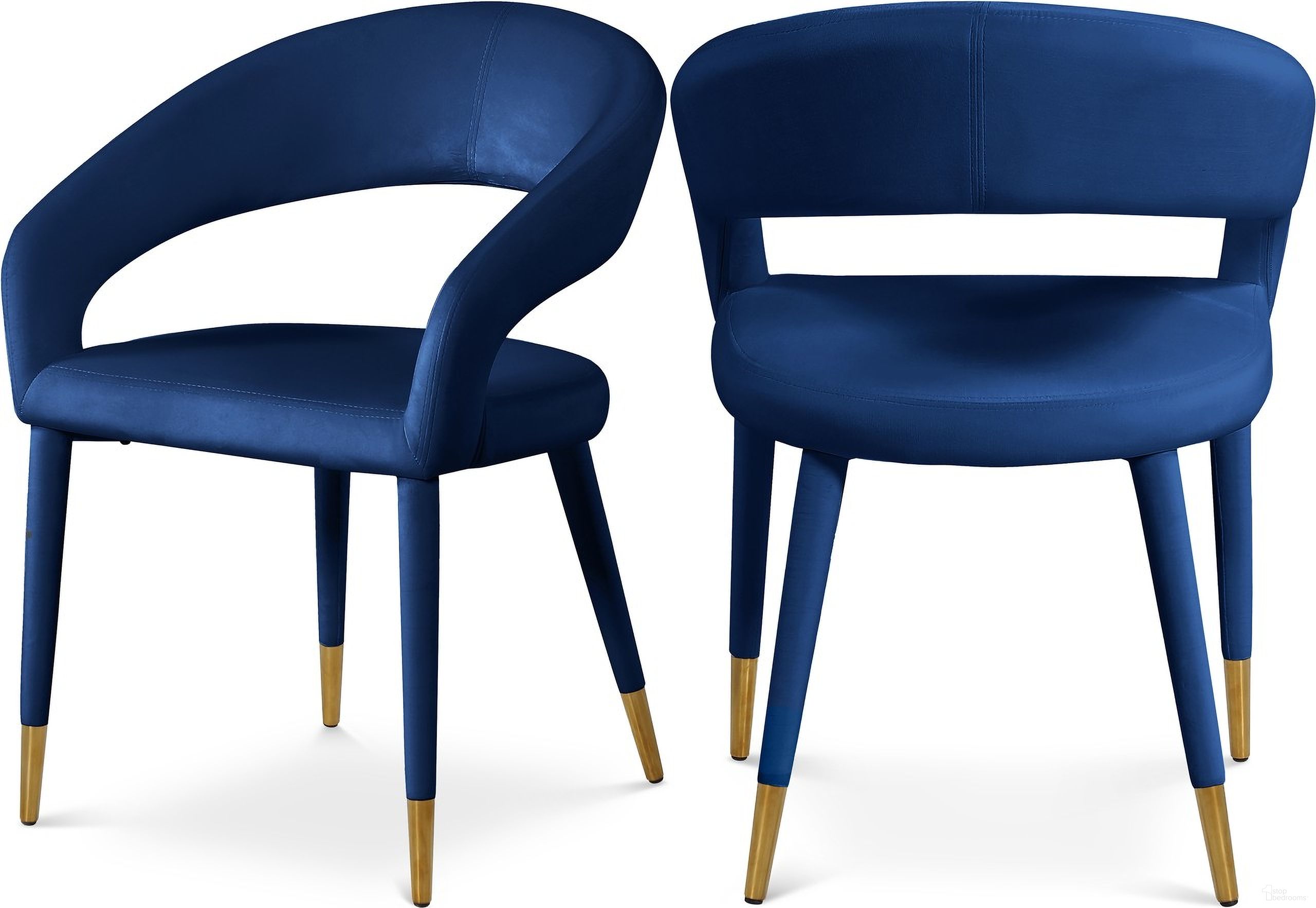 Destiny Velvet Dining Chair In Navy
