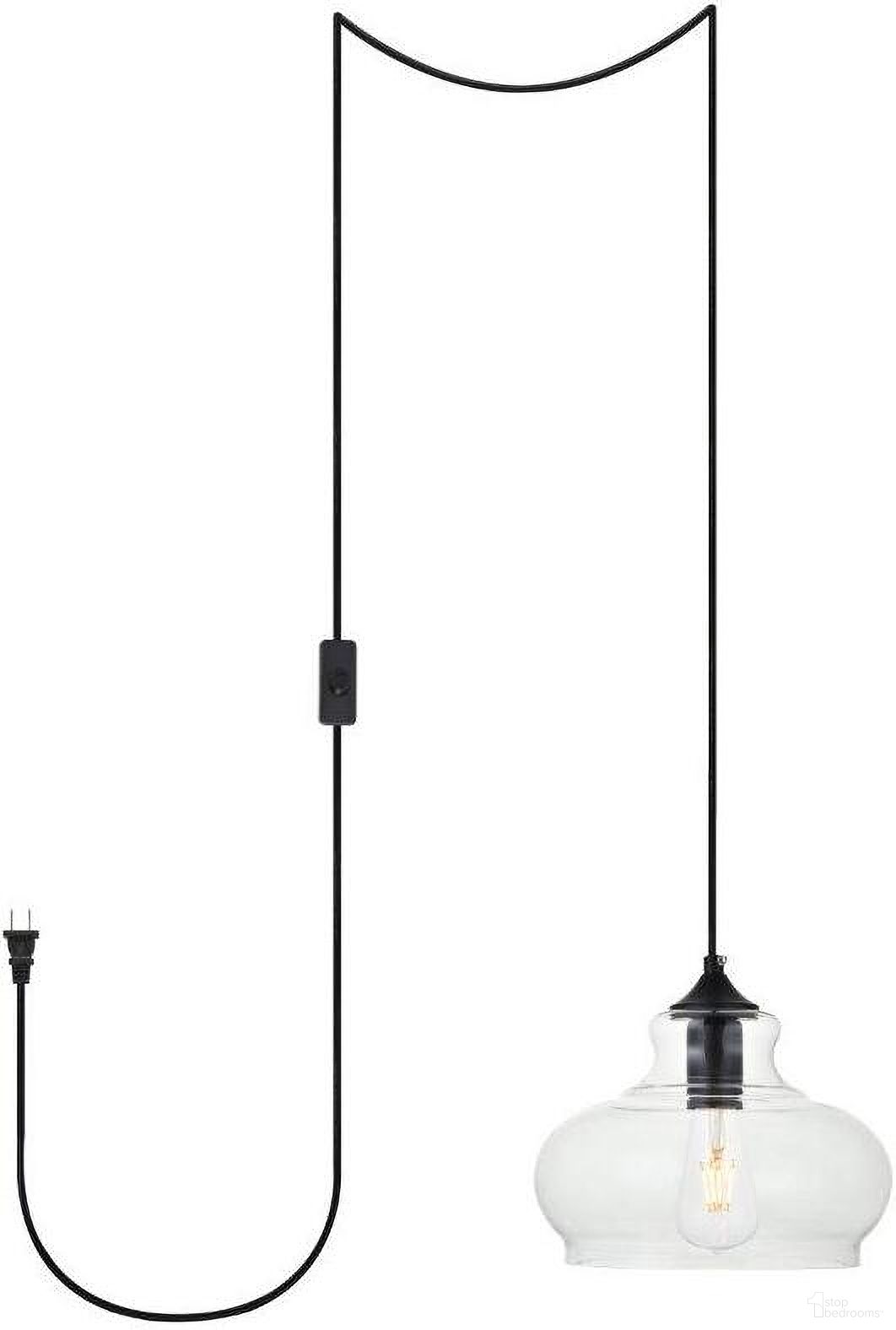 Destry 1 Light Black Plug-In Pendant With Clear Glass LDPG2246BK
