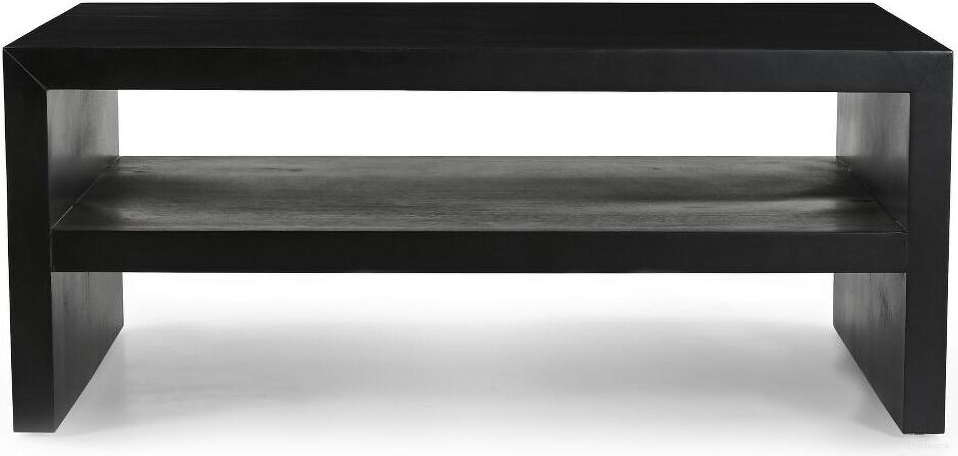 The appearance of Dev 44 Inch Mitered Angle Coffee Table with Storage Shelf In Black designed by Jofran in the modern / contemporary interior design. This black piece of furniture  was selected by 1StopBedrooms from Dev Collection to add a touch of cosiness and style into your home. Sku: 2347-1. Material: Mango.