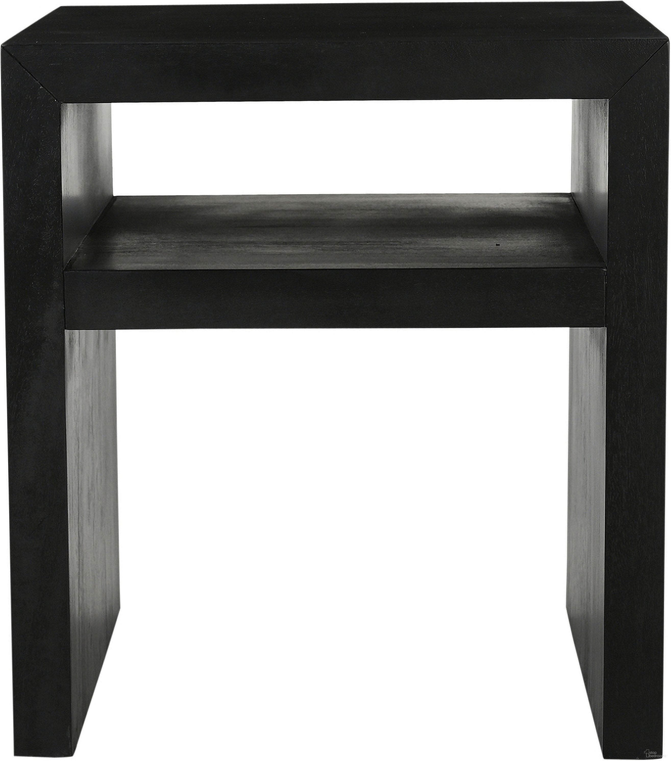 The appearance of Dev Mitered Angle End Table with Storage Shelf In Black designed by Jofran in the modern / contemporary interior design. This black piece of furniture was selected by 1StopBedrooms from Dev Collection to add a touch of cosiness and style into your home. Sku: 2347-3. Material: Mango.